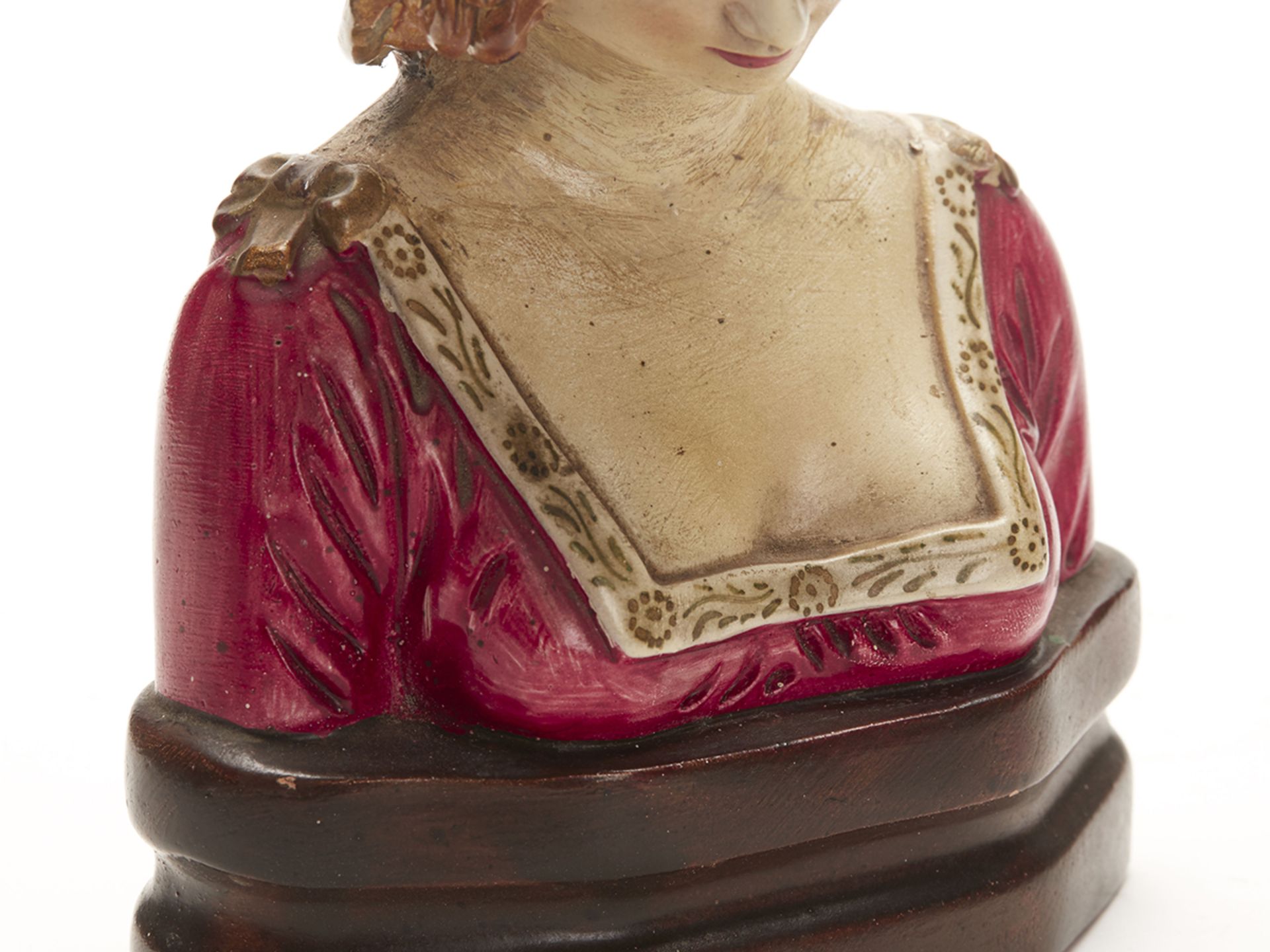 Art Nouveau Austrian Painted Pottery Bust Of Lady C.1900 - Image 6 of 8