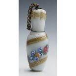 Antique Venetian Glass Aventrine & Enamel Scent Bottle 19Th C.