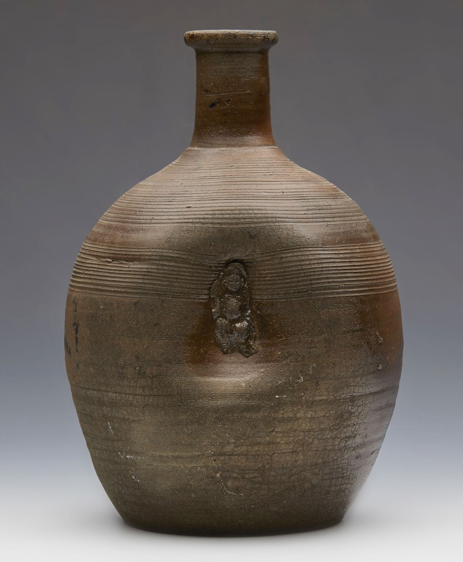Antique Japanese Edo Bizen Ware Dimple Vase With Figures C.1800 - Image 2 of 8
