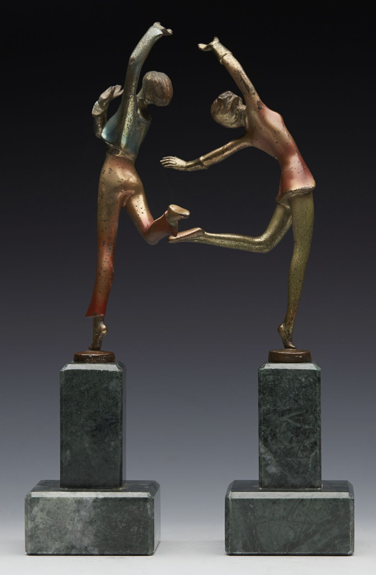 Pair Art Deco Cold Painted Bronze Dancers Josef Lorenzl C.1930 - Image 6 of 21