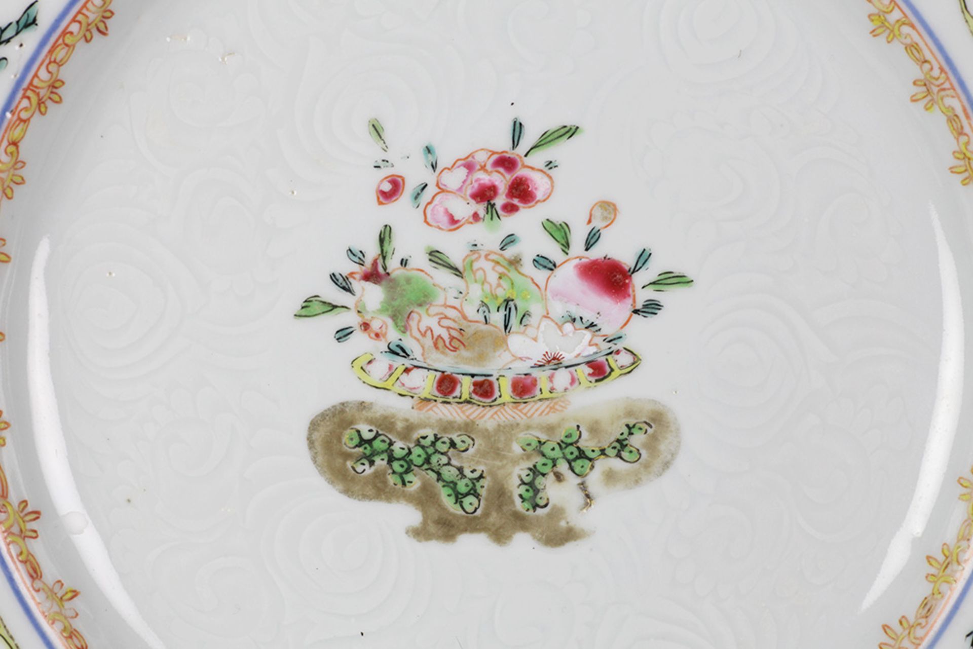 Pair Antique Chinese Bianco Sopra Bianco Floral Plates 18Th C. - Image 5 of 10