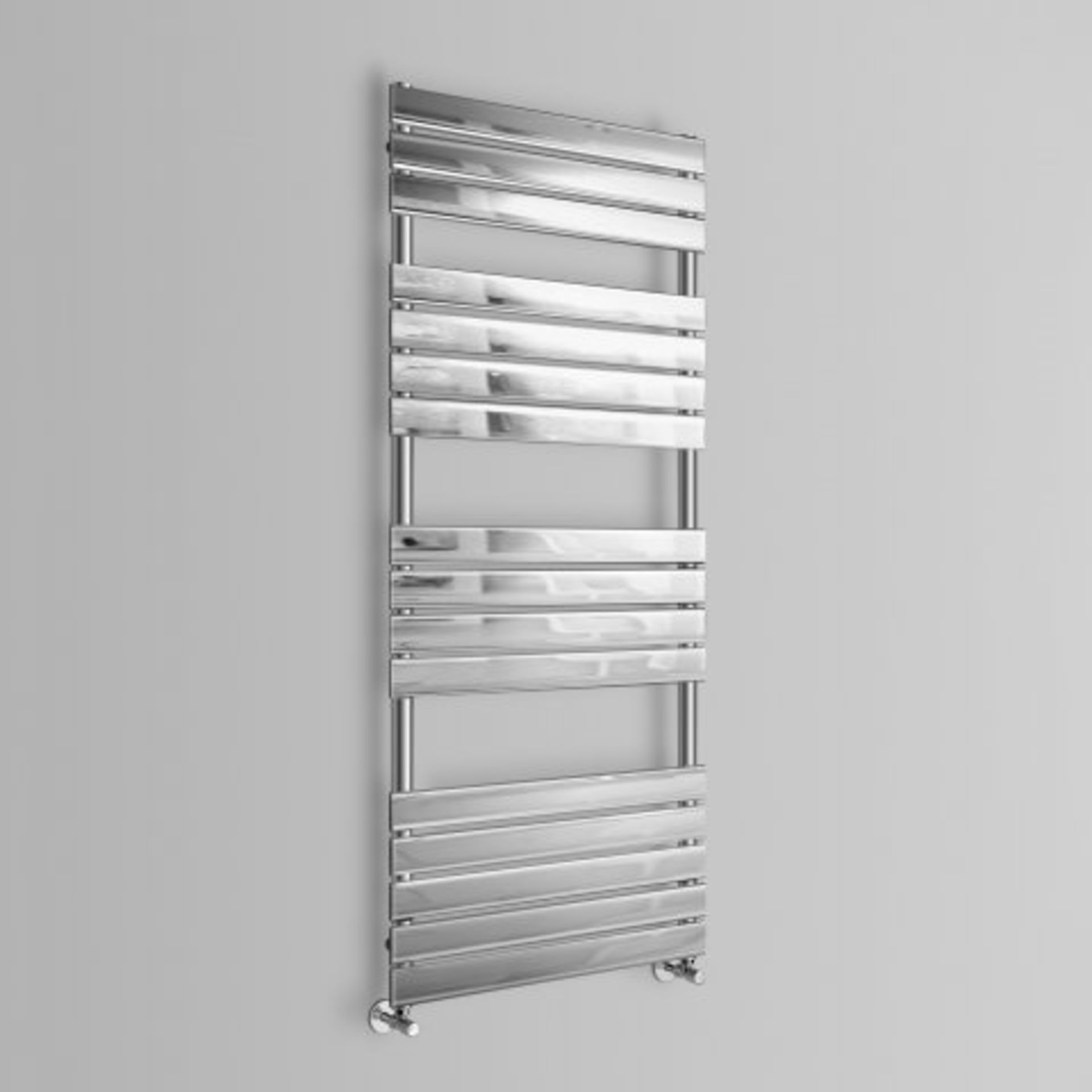 (AA197) 1600x600mm Chrome Flat Panel Ladder Towel Radiator. RRP £512.99. Stylishly sleek panels - Image 3 of 5