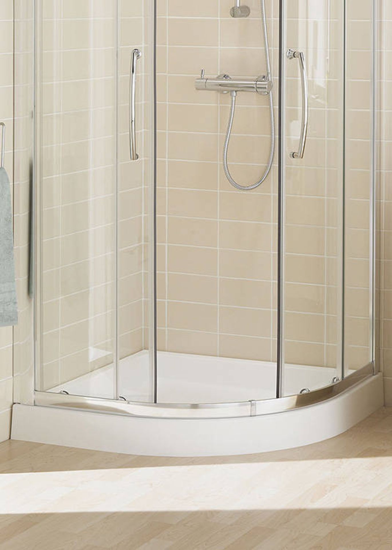 (AA172) 800x800mm Silver 6mm Safety Glass Reversible Semi-Frame Single Rail Quadrant Shower - Image 2 of 2