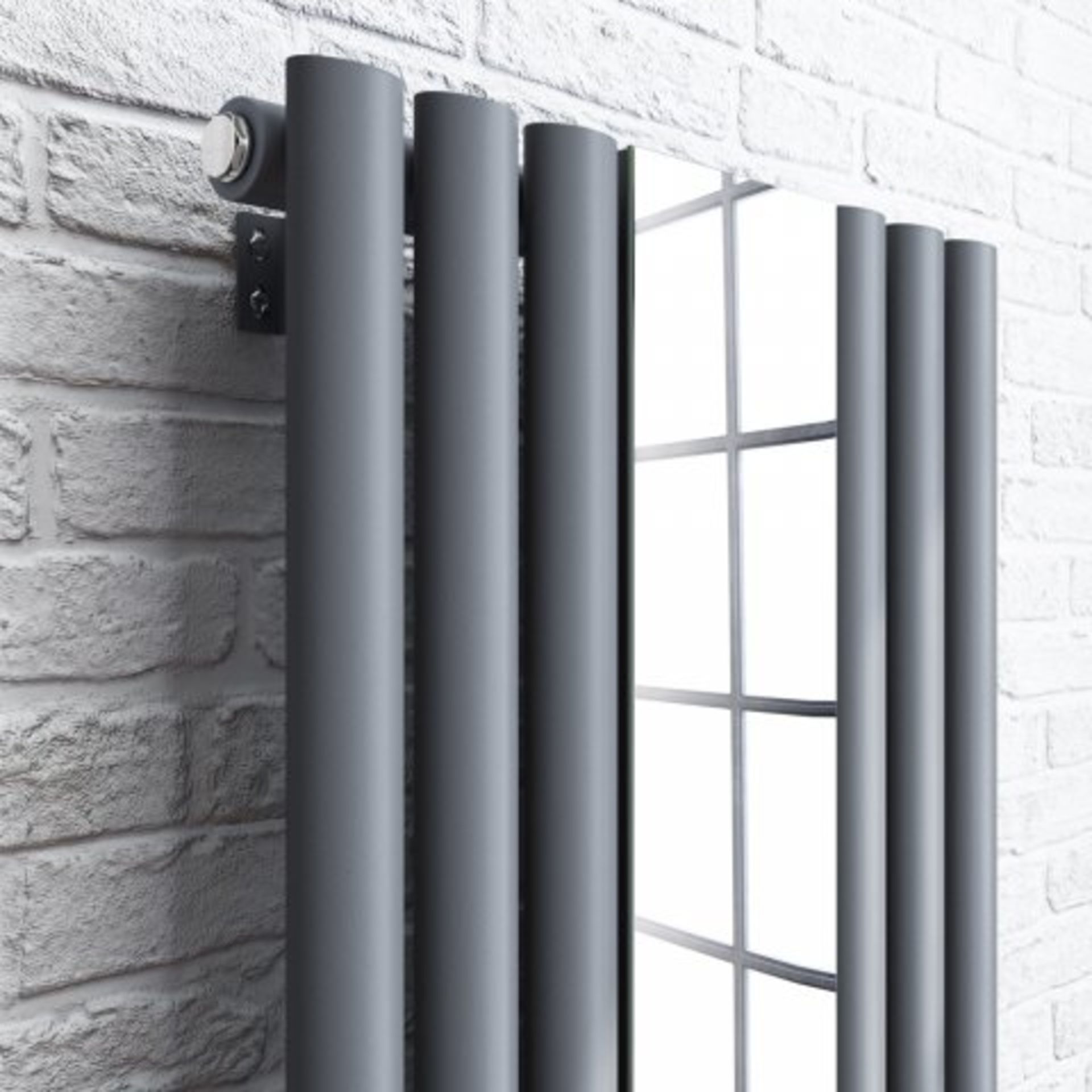 (AA20) 1800x500mm Mirrored Anthracite Single Oval Panel Radiator. RRP £499.99. Designer Touch This - Image 4 of 4