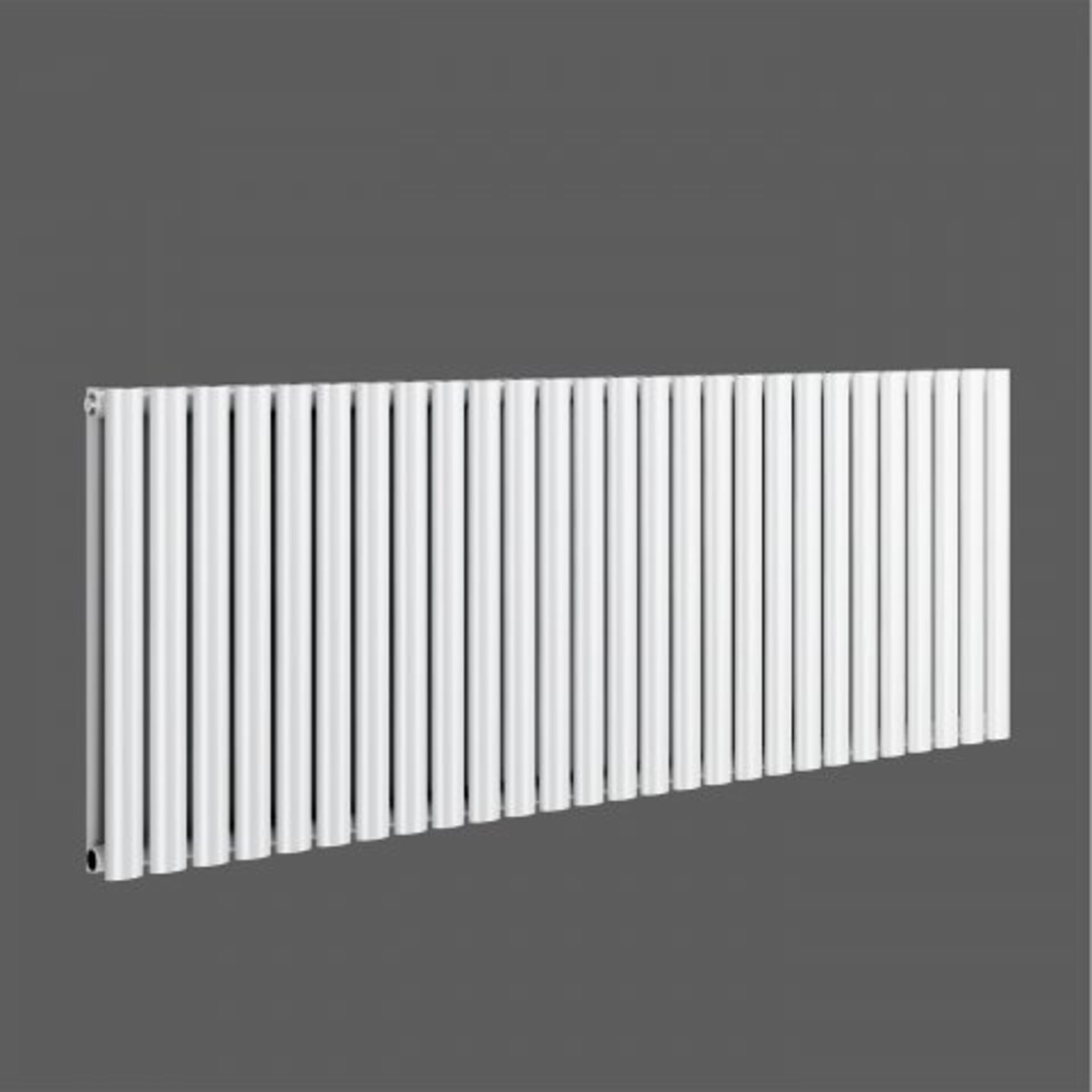 (AA139) 600x1620mm White Double Panel Oval Tube Horizontal Radiator. RRP £699.99. Designer Touch - Image 5 of 5