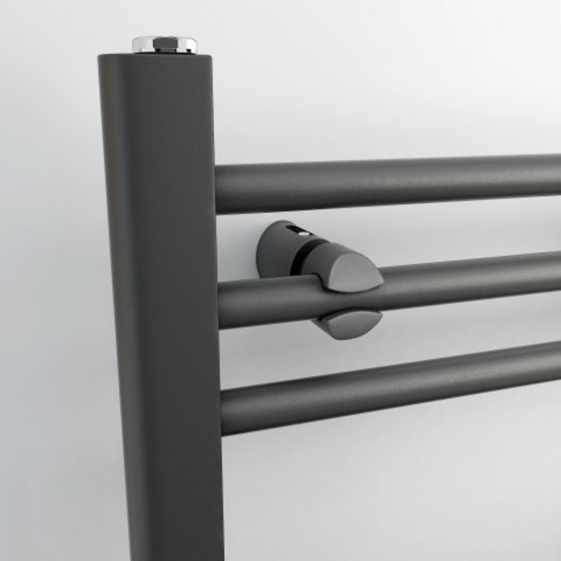 (AA99) 650x400mm - 20mm Tubes - Anthracite Heated Straight Rail Ladder Towel Radiator. Corrosion - Bild 3 aus 4