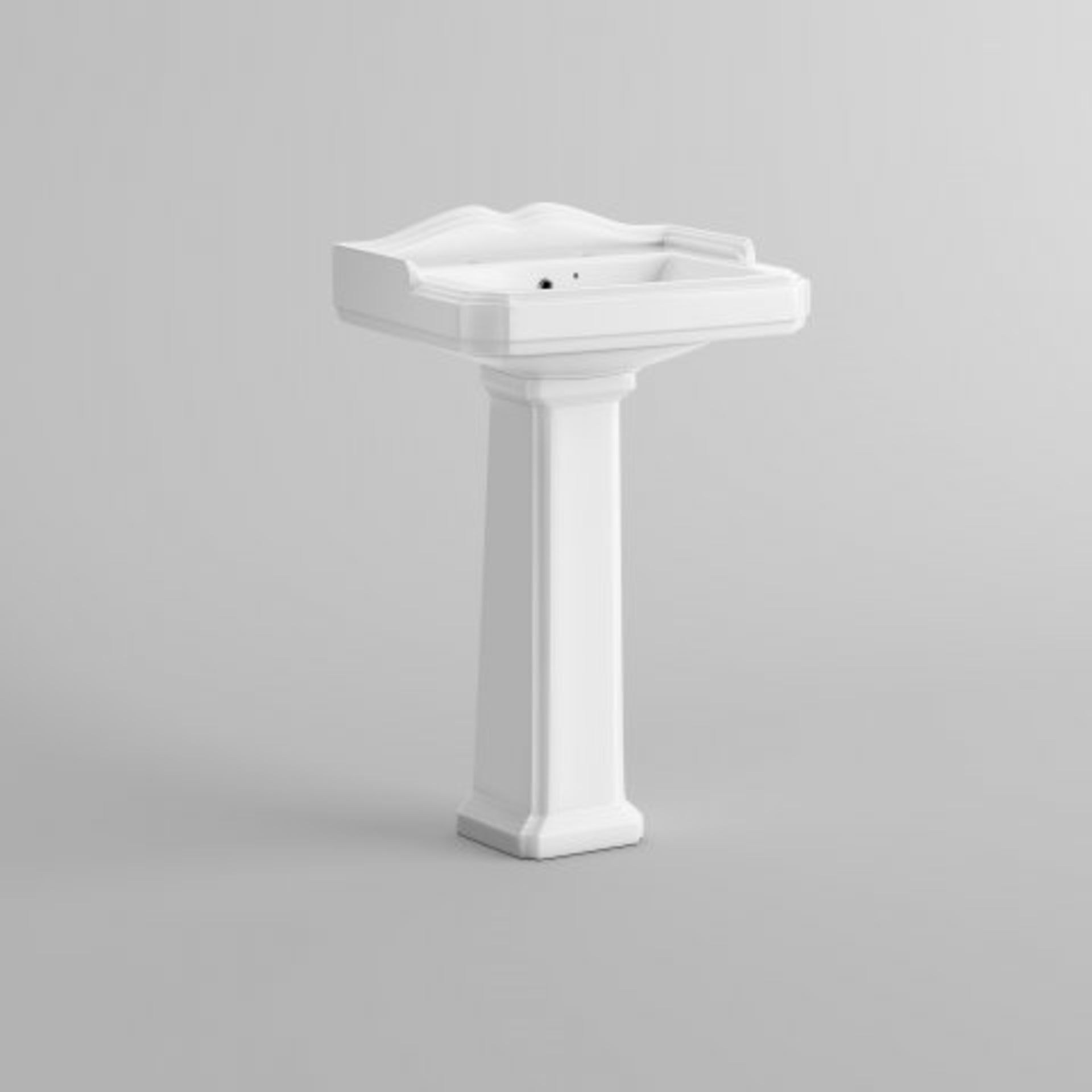 (AA217) Victoria Basin & Pedestal - Double Tap Hole. RRP £175.99. This traditional basin, - Image 4 of 4