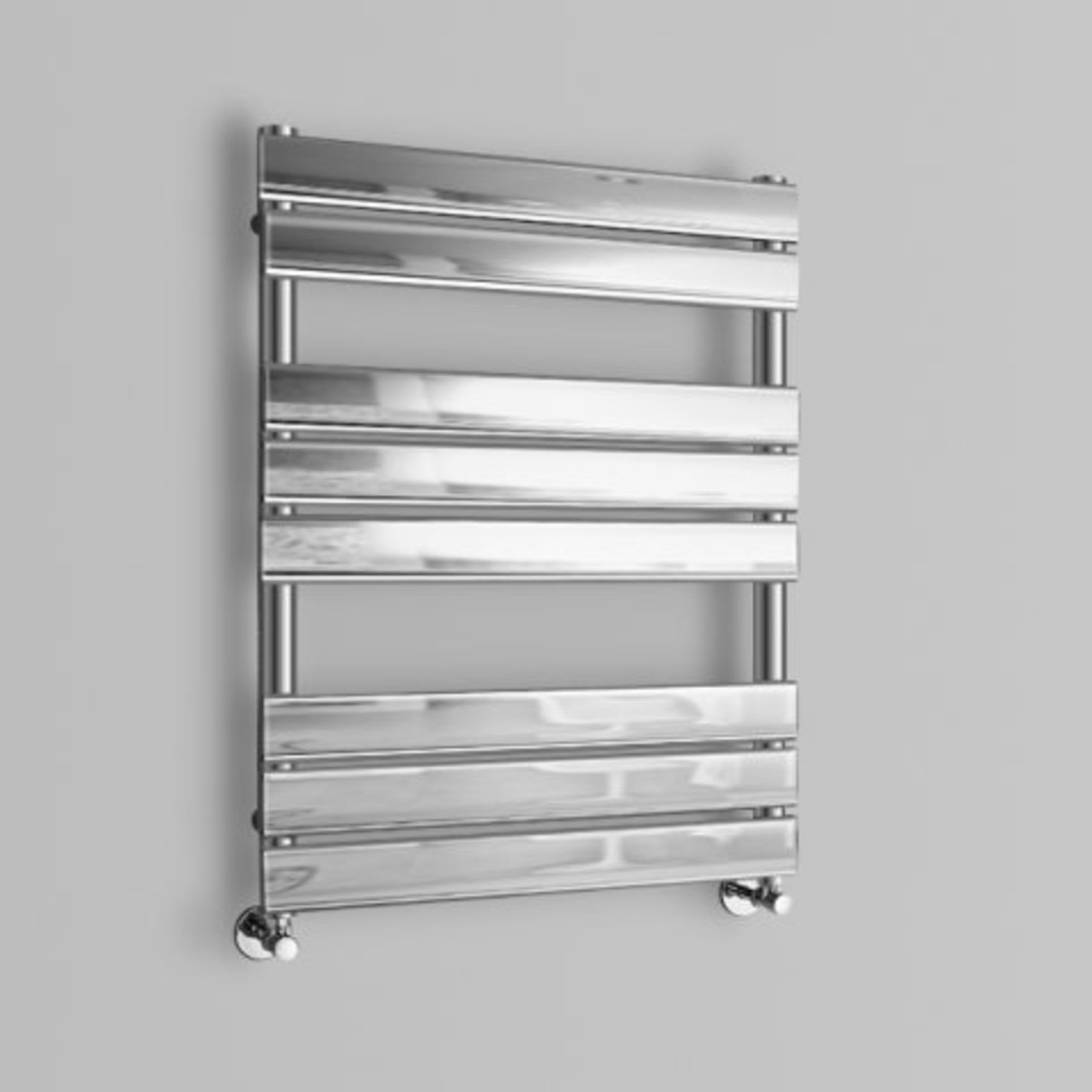 (AA141) 800x600mm Chrome Flat Panel Ladder Towel Radiator. RRP £265.99. Stylishly sleek panels set - Image 3 of 4