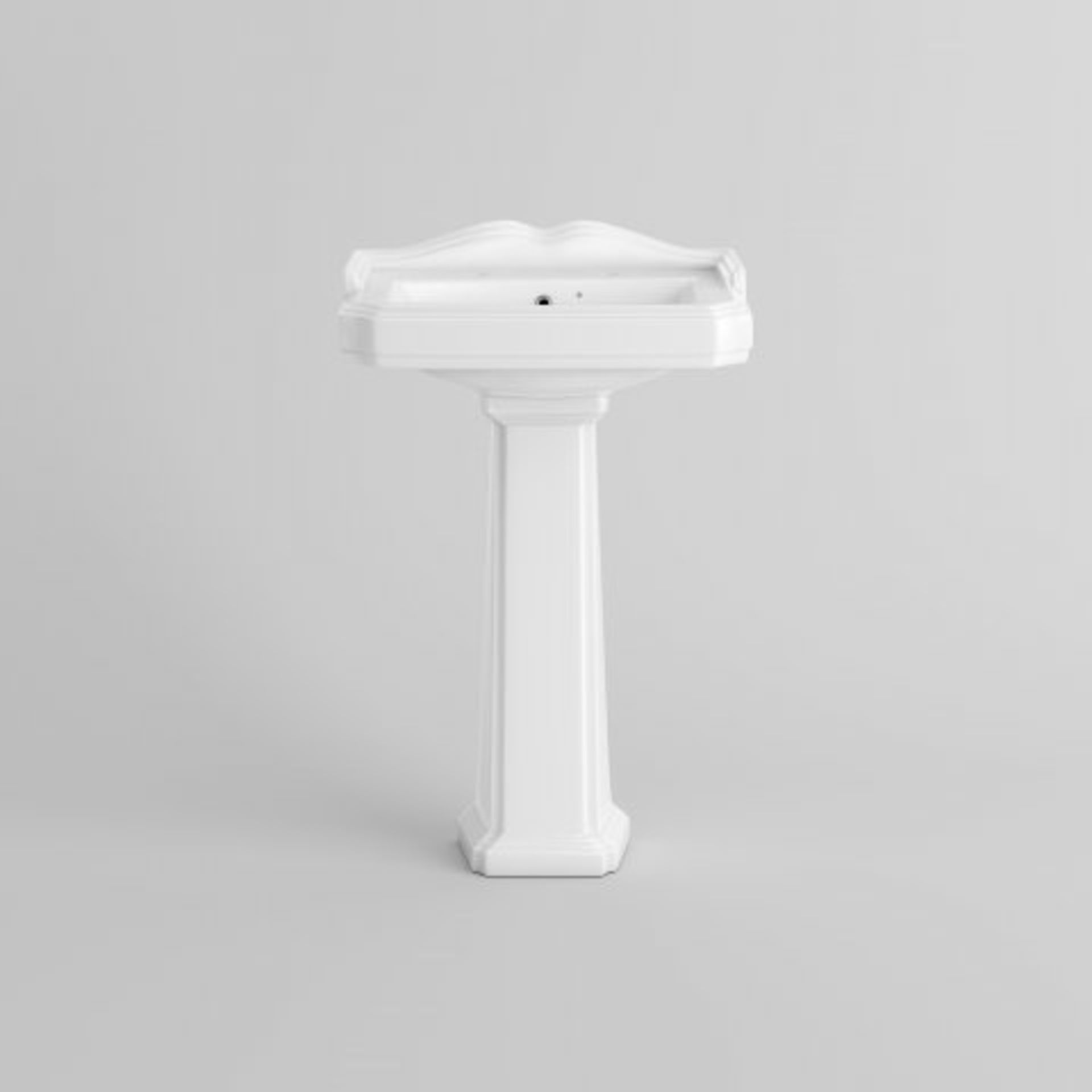 (AA217) Victoria Basin & Pedestal - Double Tap Hole. RRP £175.99. This traditional basin, - Image 3 of 4