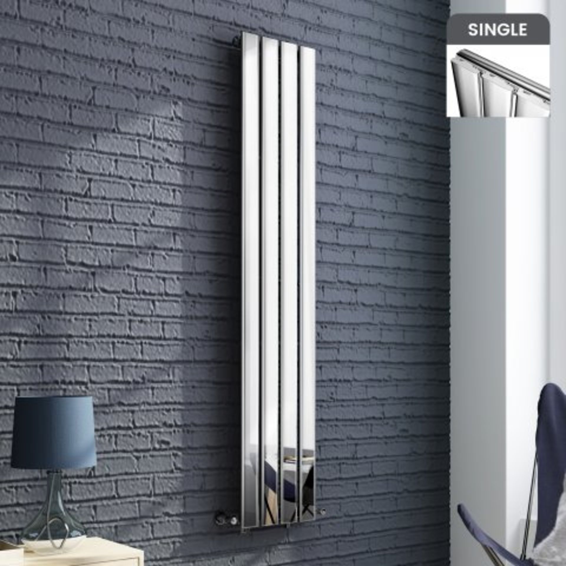 (AA166) 1600x300mm Chrome Single Flat Panel Vertical Radiator. RRP £255.98. Designer Touch Ultra-