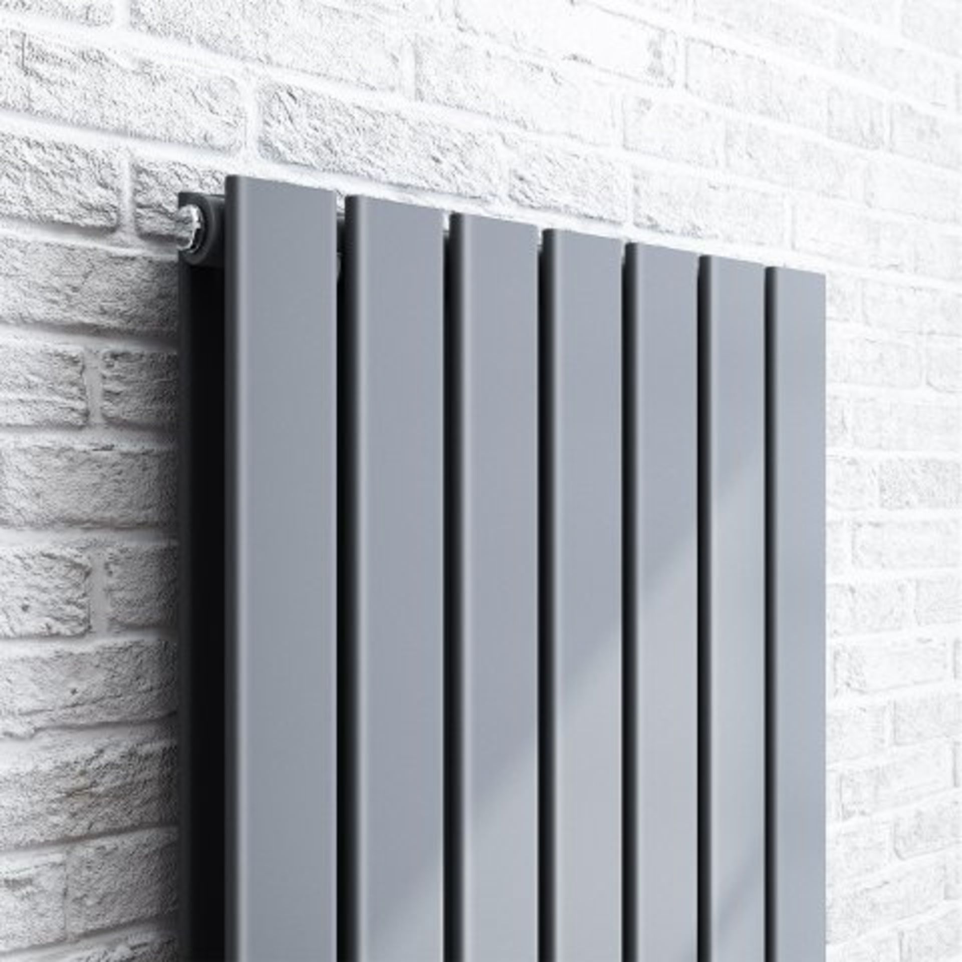 (AA68) 1600x532mm Anthracite Double Flat Panel Vertical Radiator. RRP £499.99. Designer Touch - Image 3 of 4