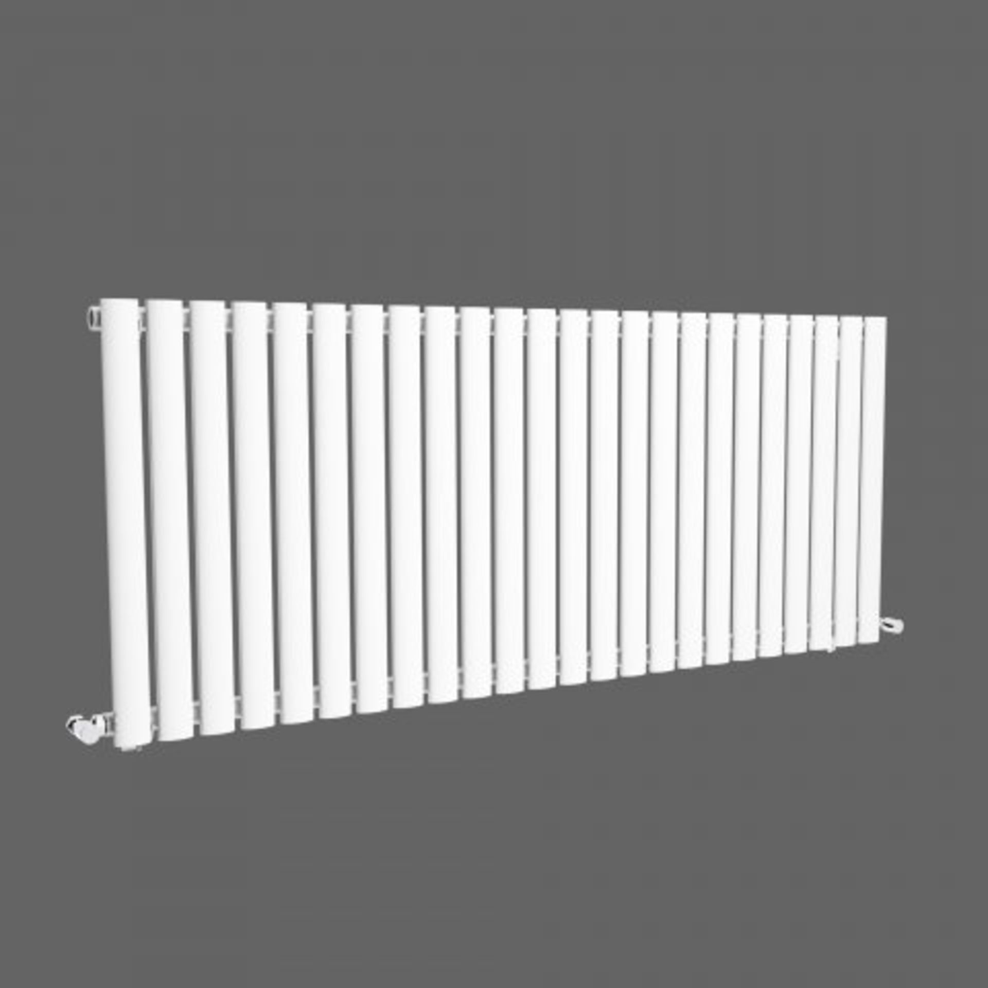 (AA5) 600x1440mm Gloss White Single Panel Oval Tube Horizontal Radiator. RRP £263.99. Designer Touch - Image 2 of 5