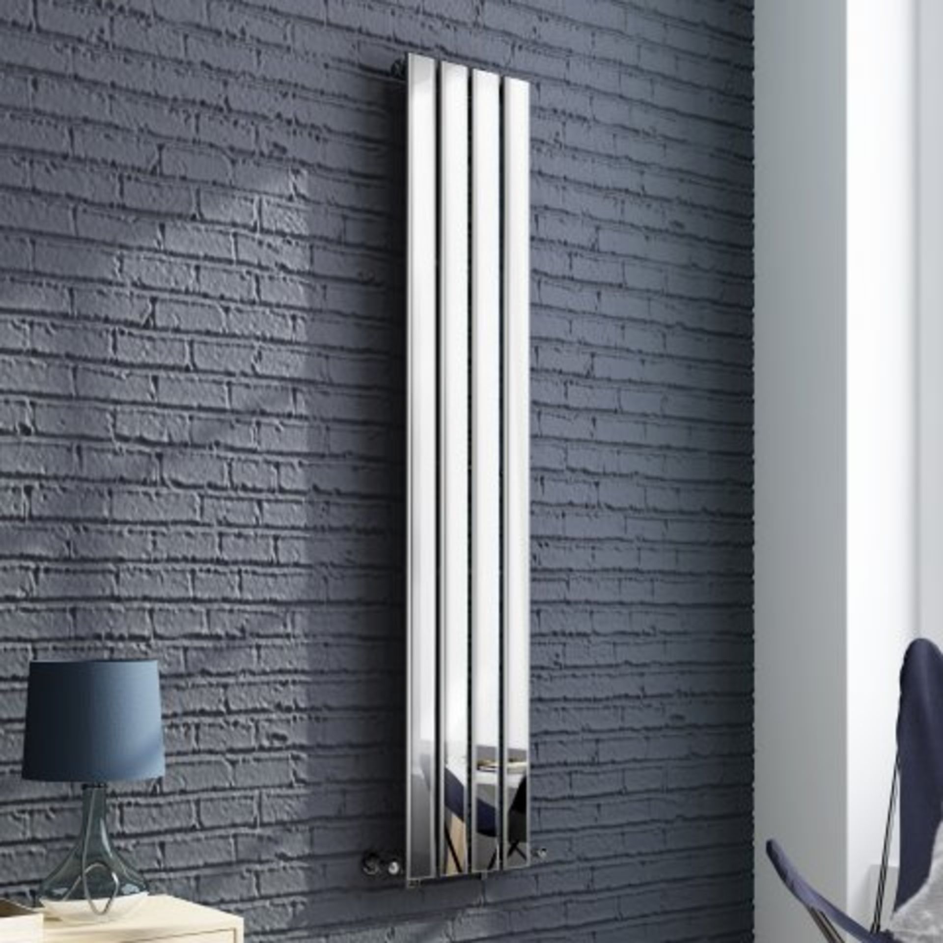 (AA166) 1600x300mm Chrome Single Flat Panel Vertical Radiator. RRP £255.98. Designer Touch Ultra- - Image 2 of 4