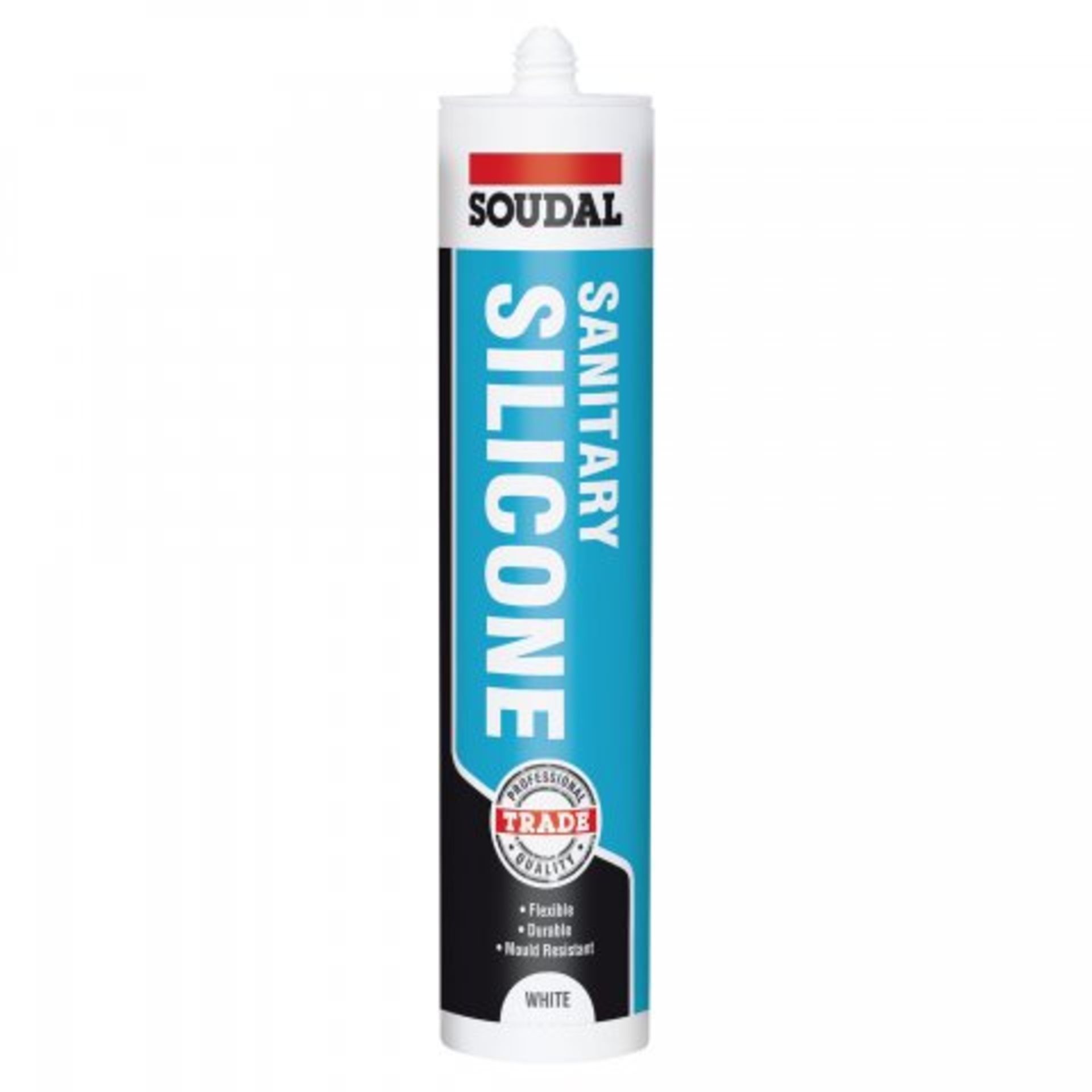 (AA186) 2 x 300ml White Sanitary Silicone Sealant. Acetoxy curing silicone specially formulated