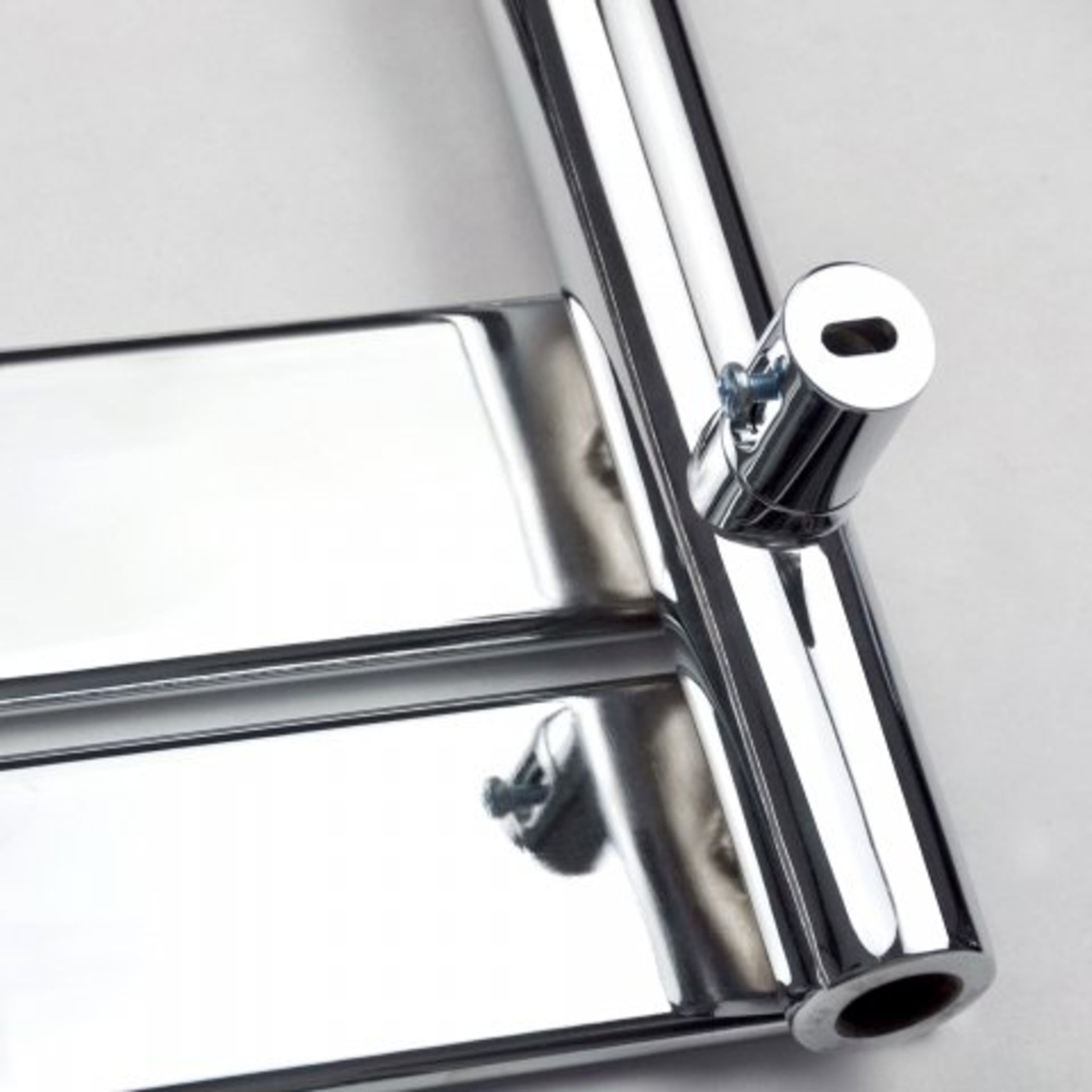 (AA141) 800x600mm Chrome Flat Panel Ladder Towel Radiator. RRP £265.99. Stylishly sleek panels set - Image 4 of 4