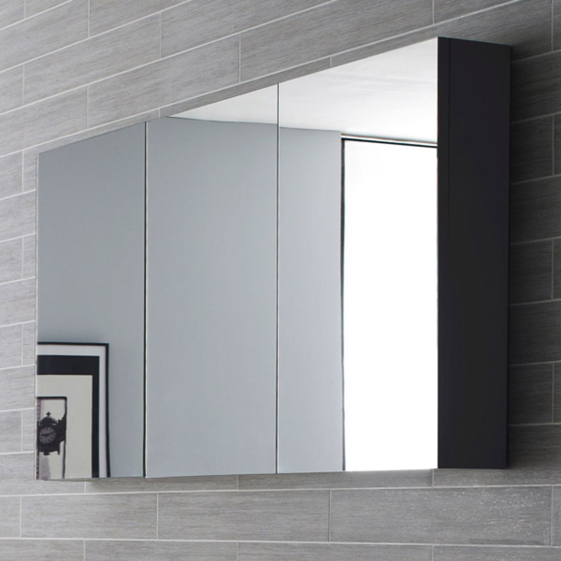 (AA205) 1350x700mm Hudson Reed Gloss Grey Quartet Mirror Cabinet. RRP £599.99. The Quartet Mirror