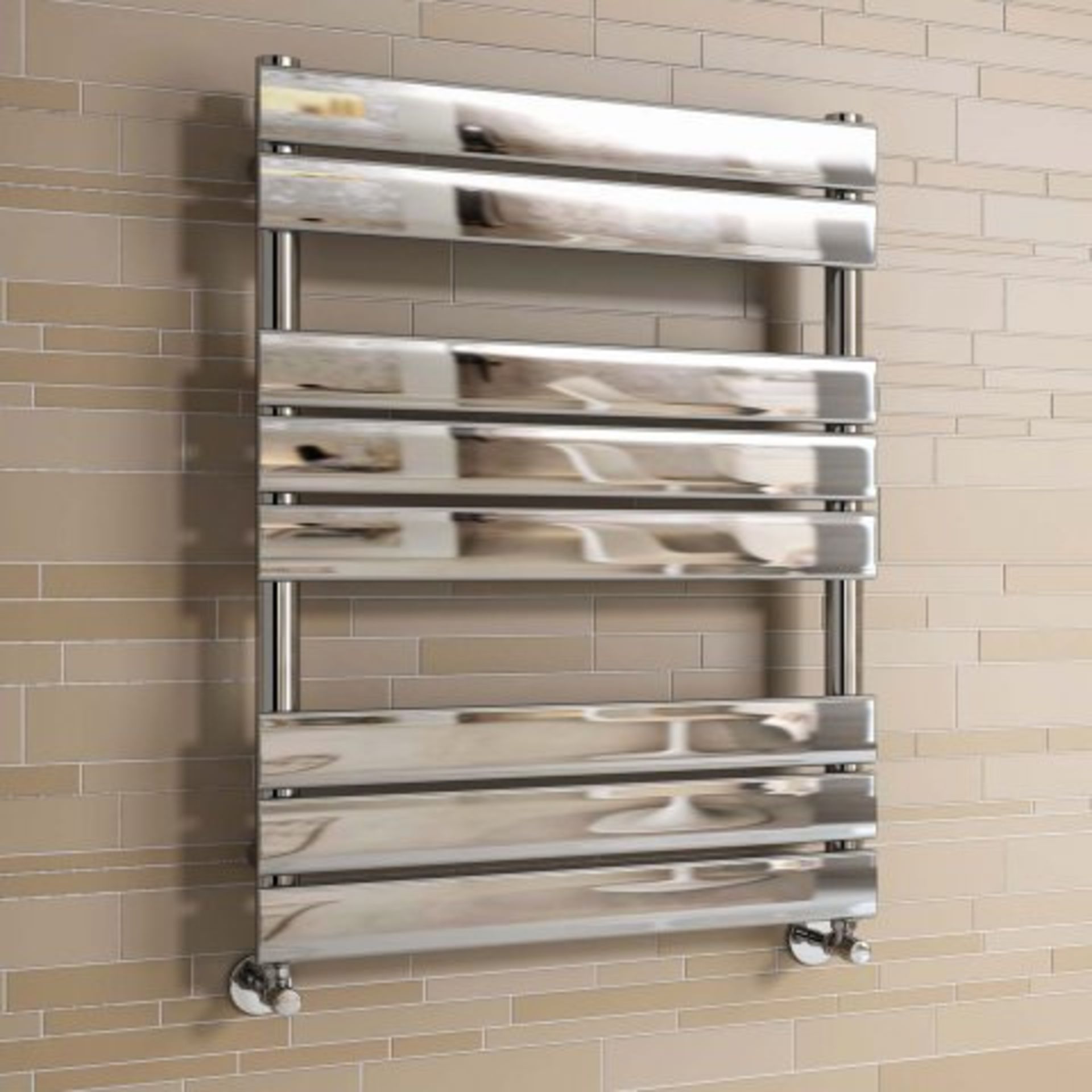 (AA141) 800x600mm Chrome Flat Panel Ladder Towel Radiator. RRP £265.99. Stylishly sleek panels set