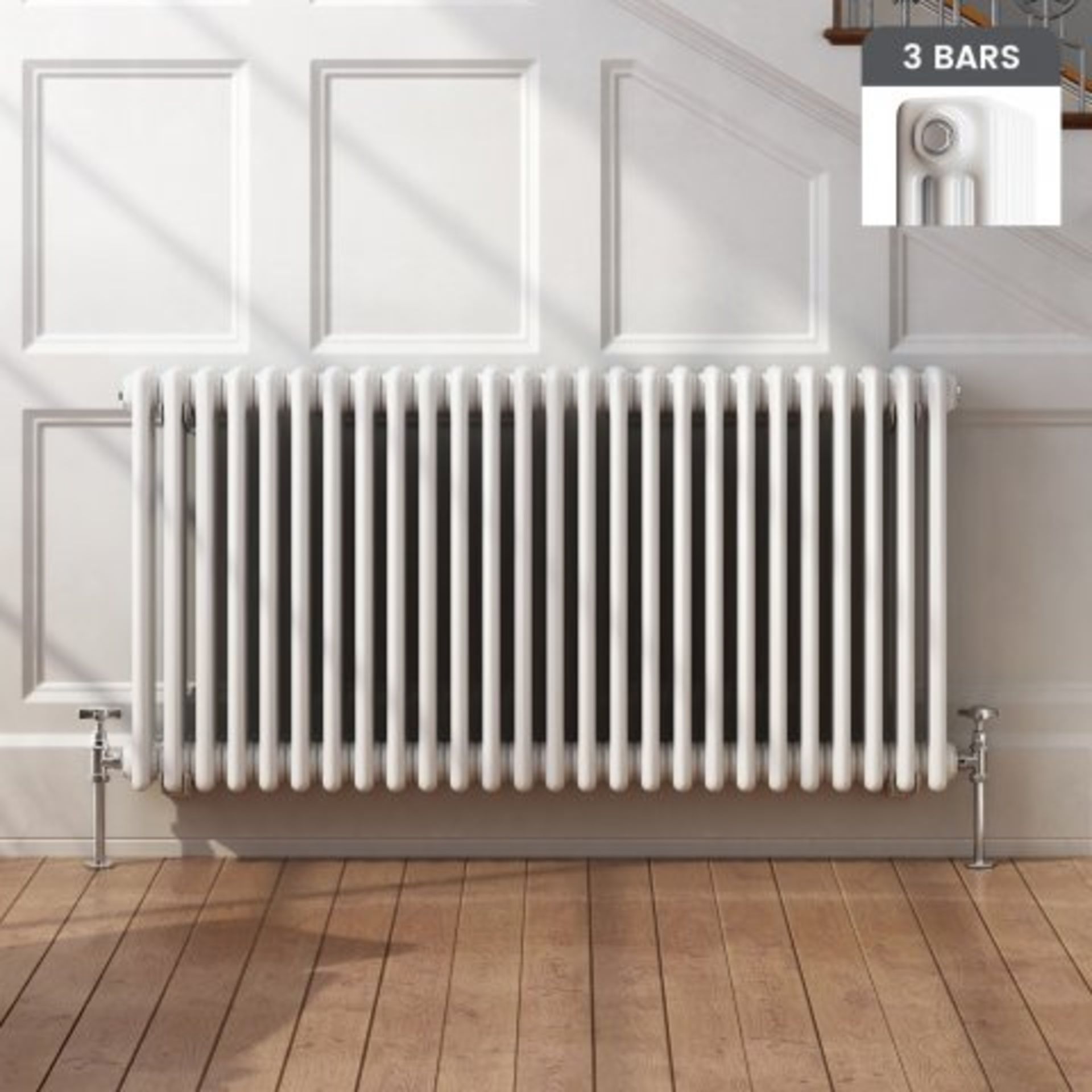 (AA107) 600x1180mm White Triple Panel Horizontal Colosseum Traditional Radiator - Premium. RRP £