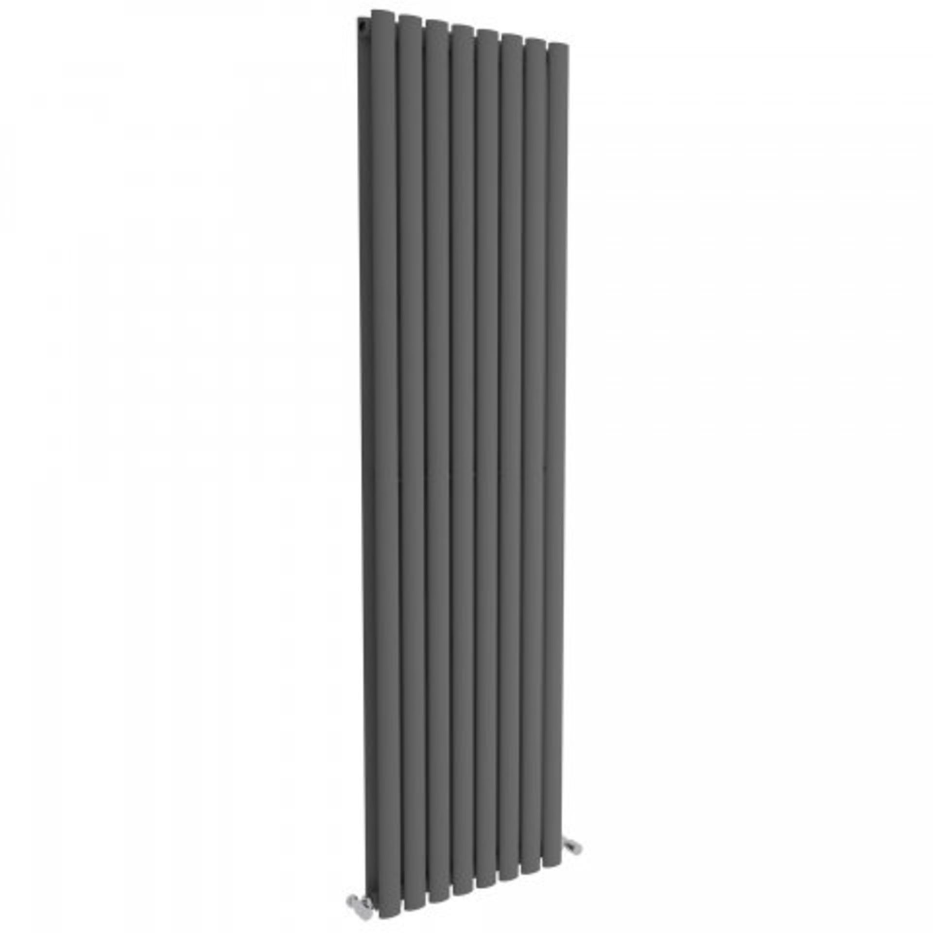 (AA168) 1800x480mm Anthracite Double Oval Tube Vertical Premium Radiator. RRP £319.99. Attention - Image 3 of 5