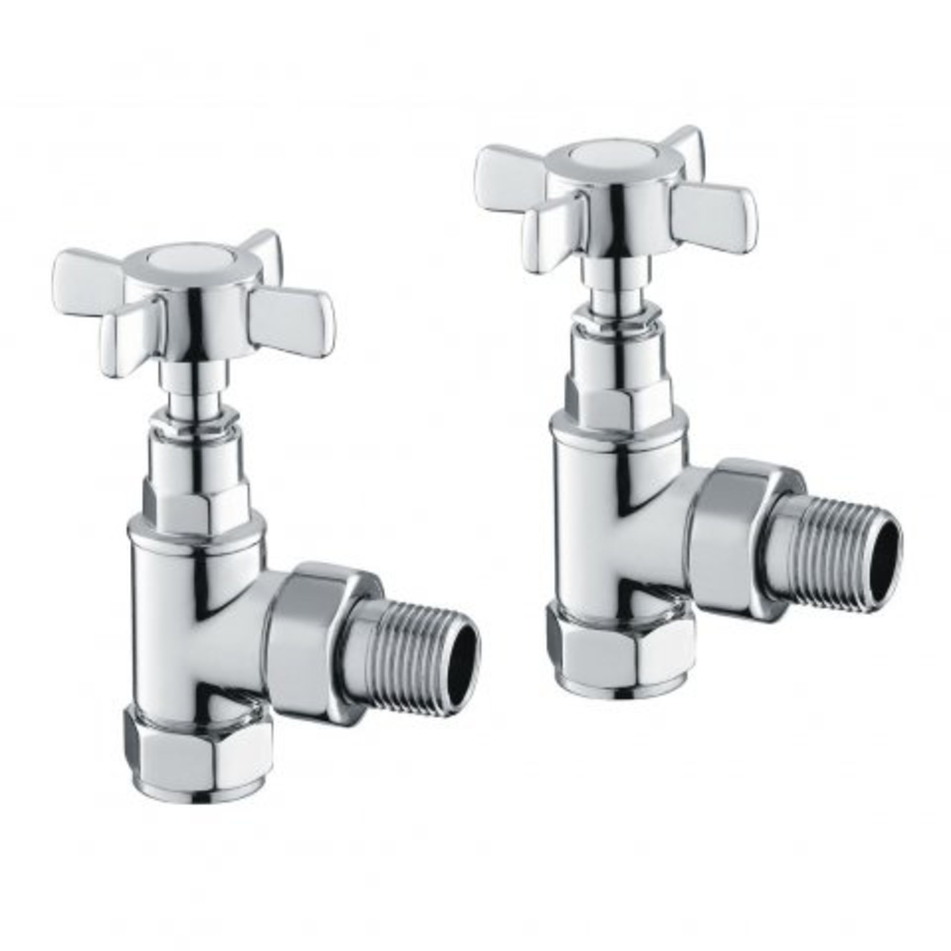 (AA53) 15mm Standard Connection Angled Polished Chrome Radiator Valves Made of solid brass, our