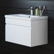 (O237) 600mm Trent High Gloss White Basin Cabinet - Wall Hung. Engineered with everyday use in mind,