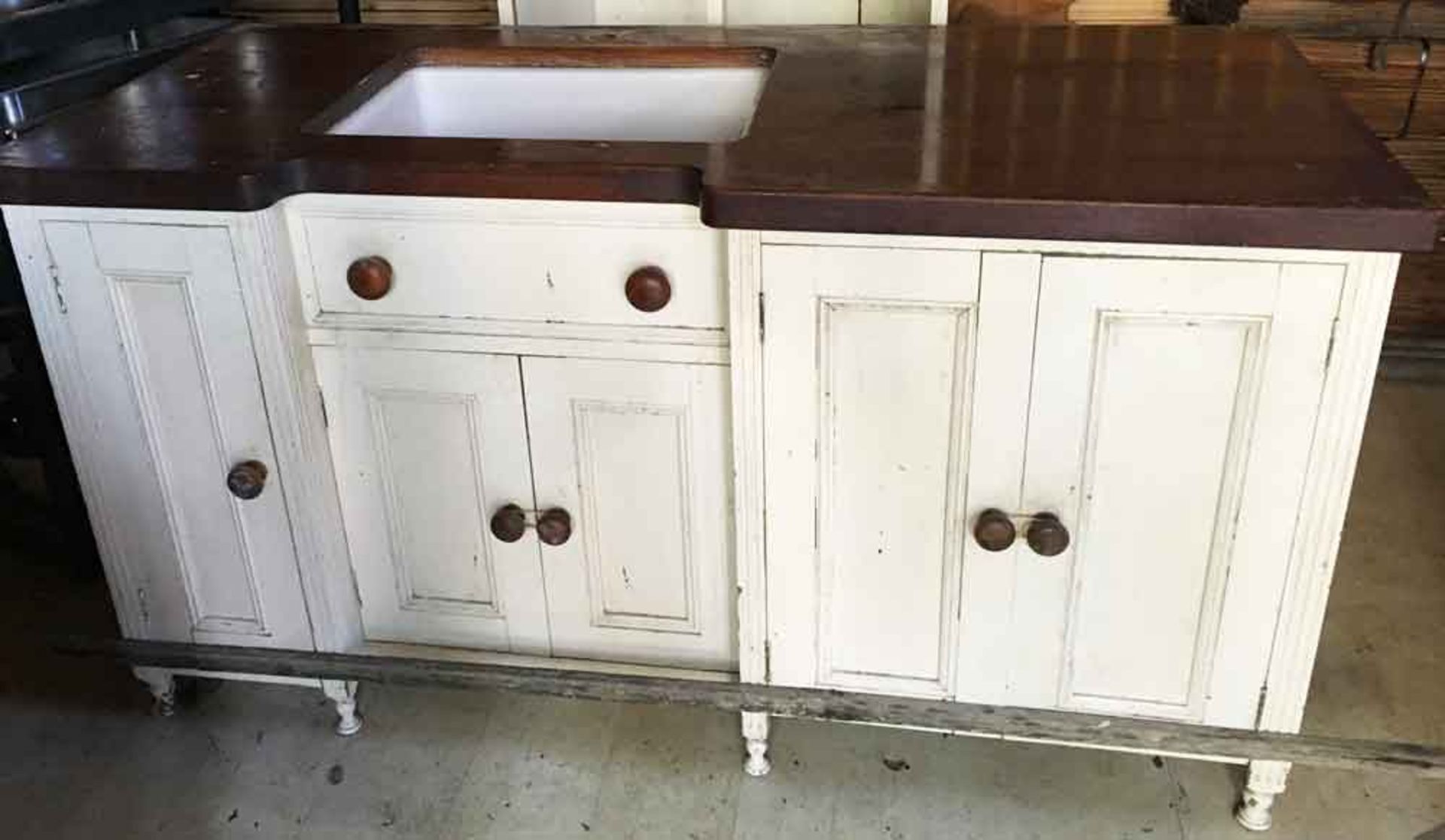 Hand Made Kitchen Cabinets, Pine with Iroko Tops