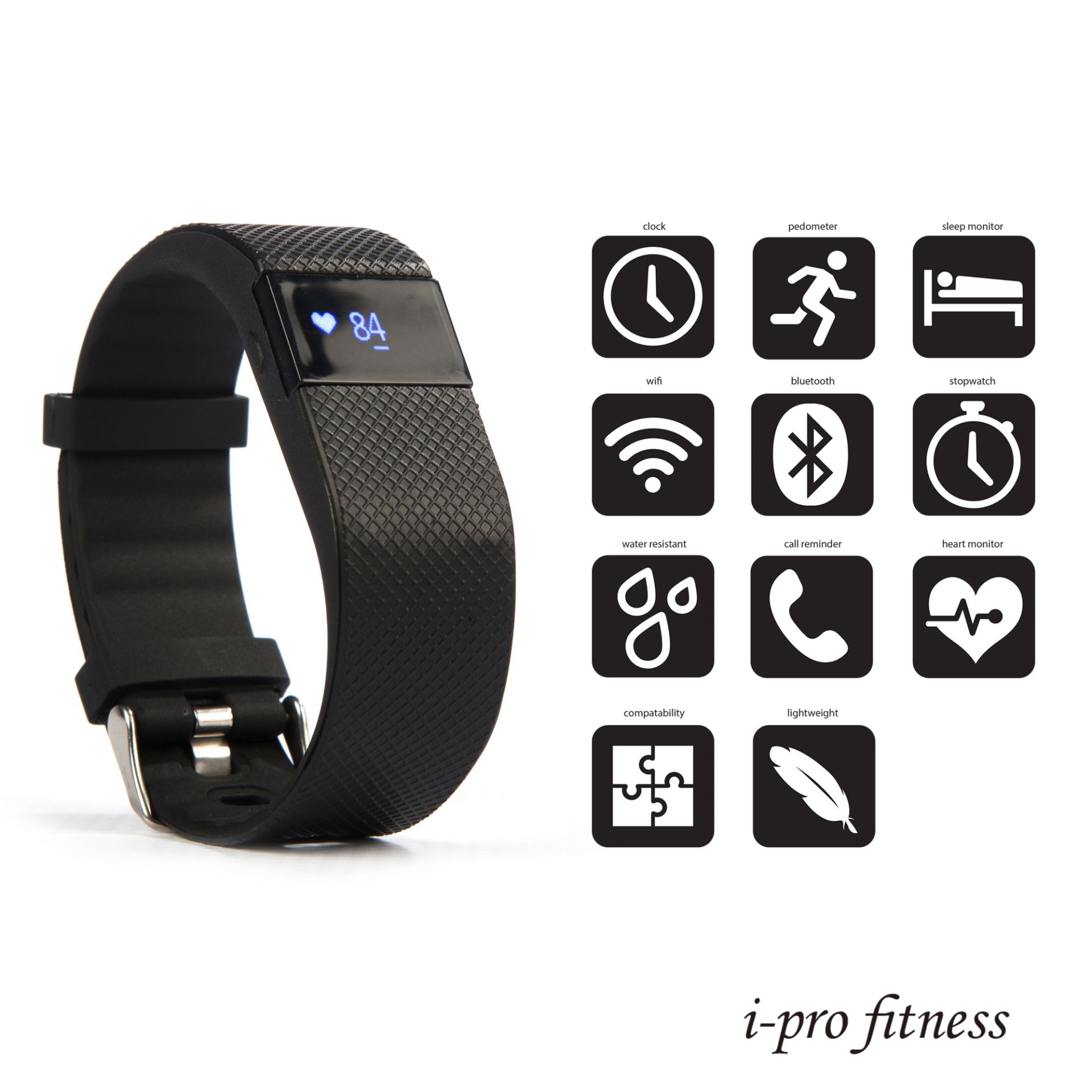 Fitness Tracker i-pro fitness, Bluetooth 4.0 YELLOW Sports Smart Bracelet & Heart Rate Monitor. - Bild 2 aus 9