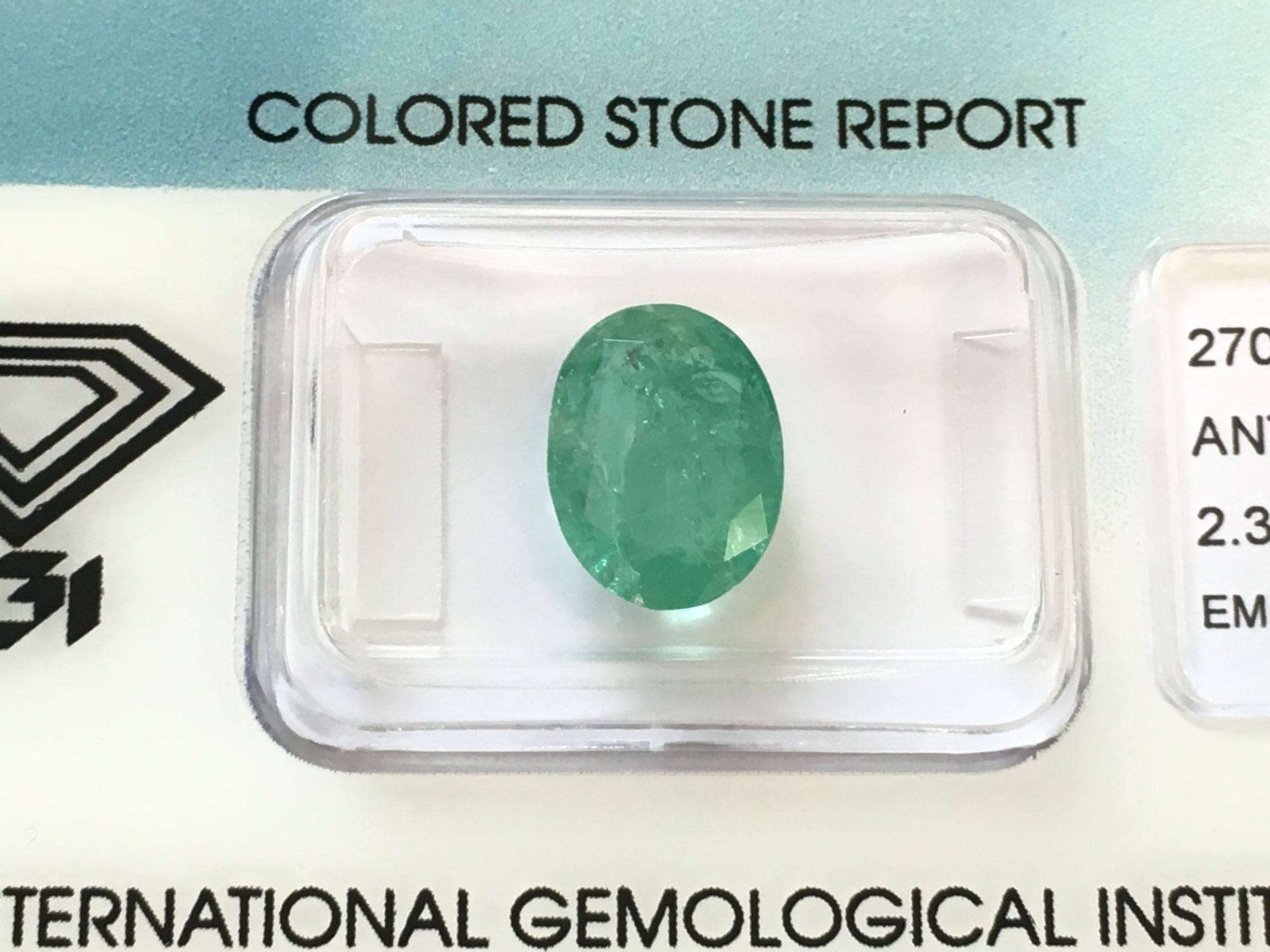 2.39ct Natural Emerald with IGI Certificate - Image 2 of 3