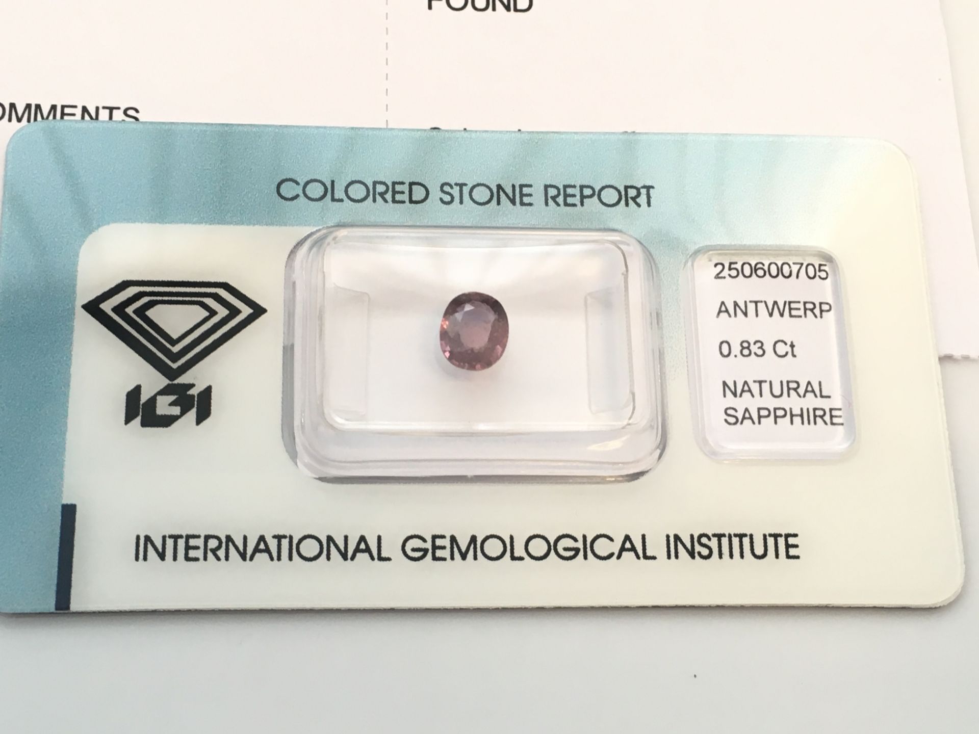 0.83ct Natural Colour change Sapphire with IGI Certificate - Image 2 of 4