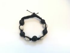 White and Black Shamballa Bracelet