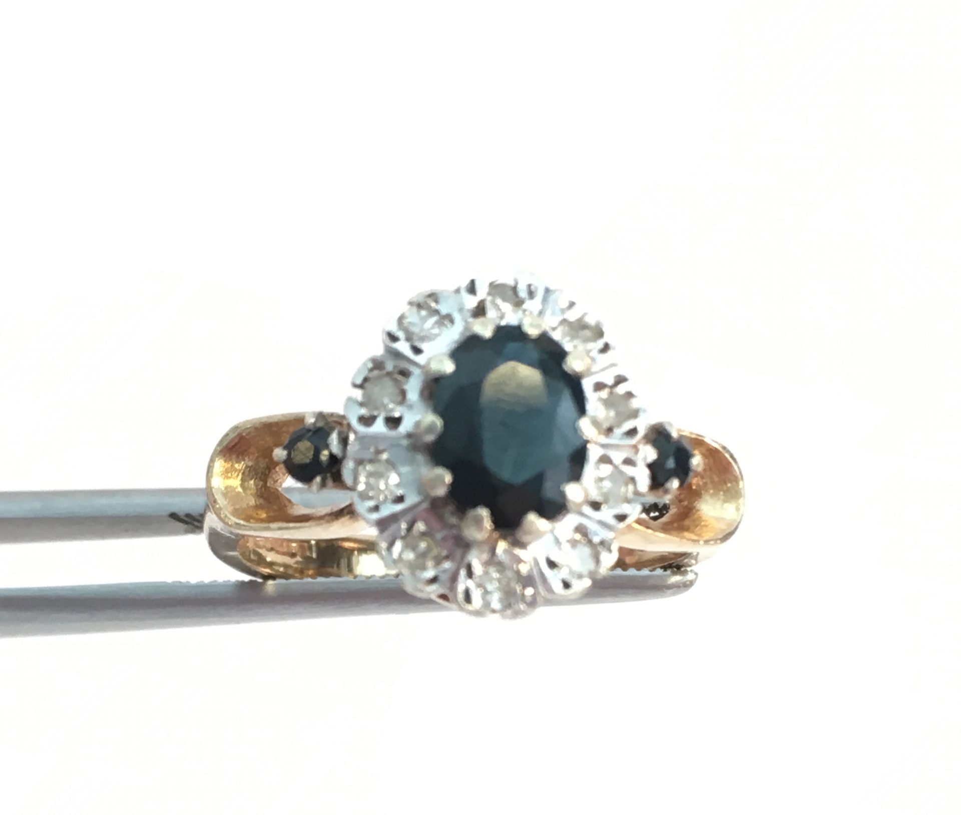 9k Gold Black stone and Diamond Ring