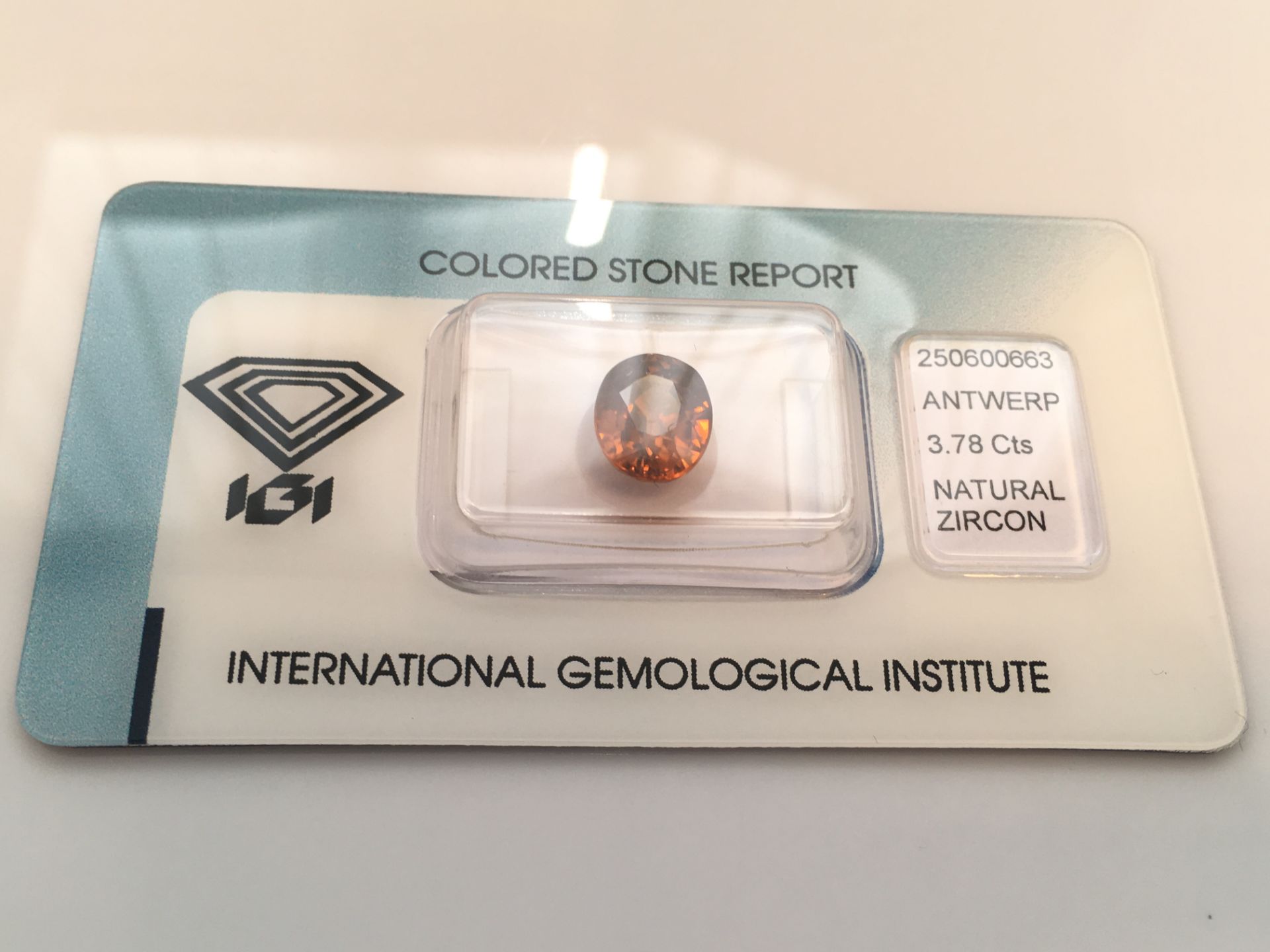 3.78ct Natural Zircon with IGI Certificate - Image 3 of 4