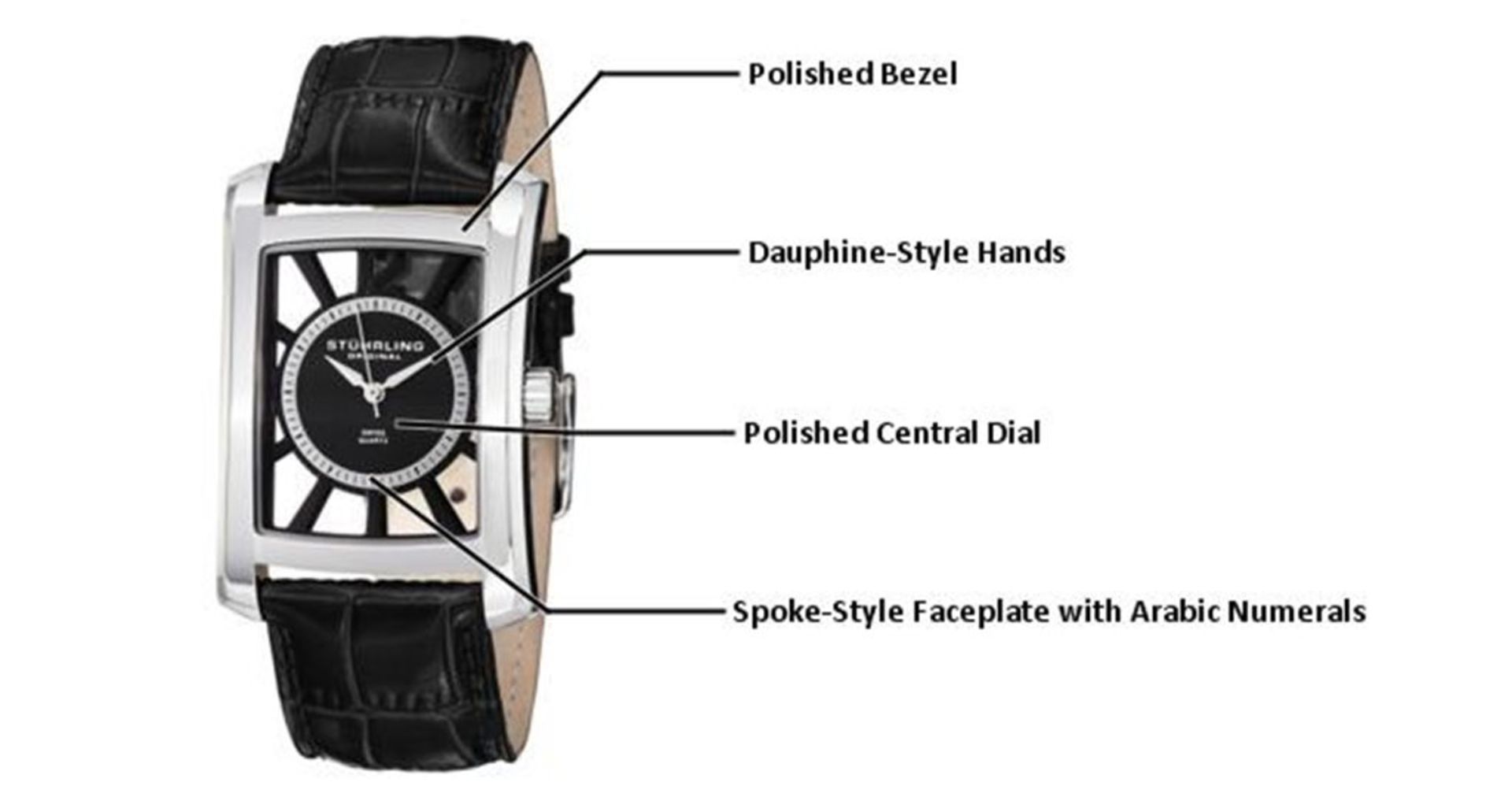 Stuhrling Original Classic Gatsby Quartz men's quartz Watch with black Dial analogue Display and bla - Image 4 of 5