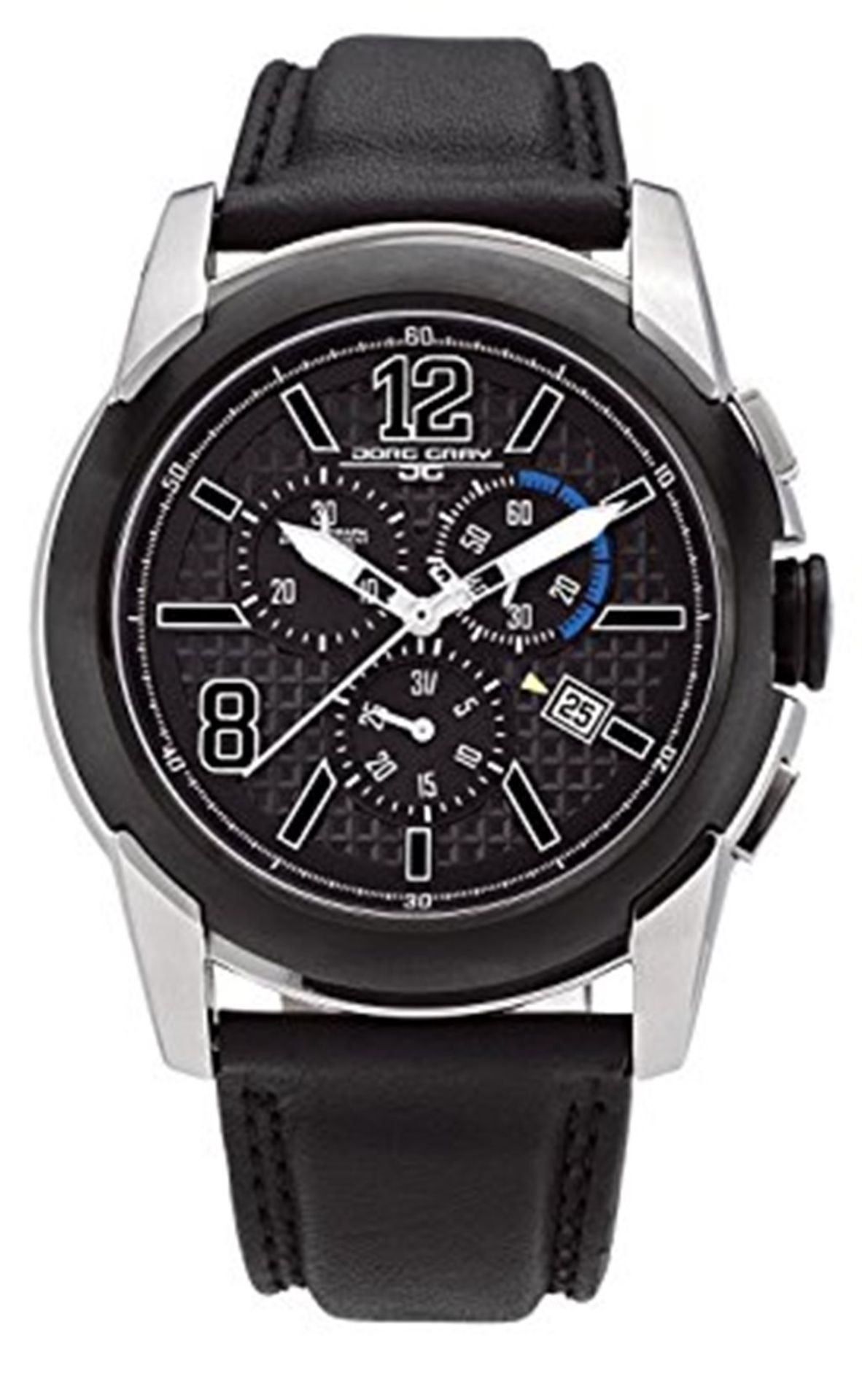 Jorg Gray Men's Quartz Analogue Watch JG9400-12 With Calf Leather Strap and Black Dial