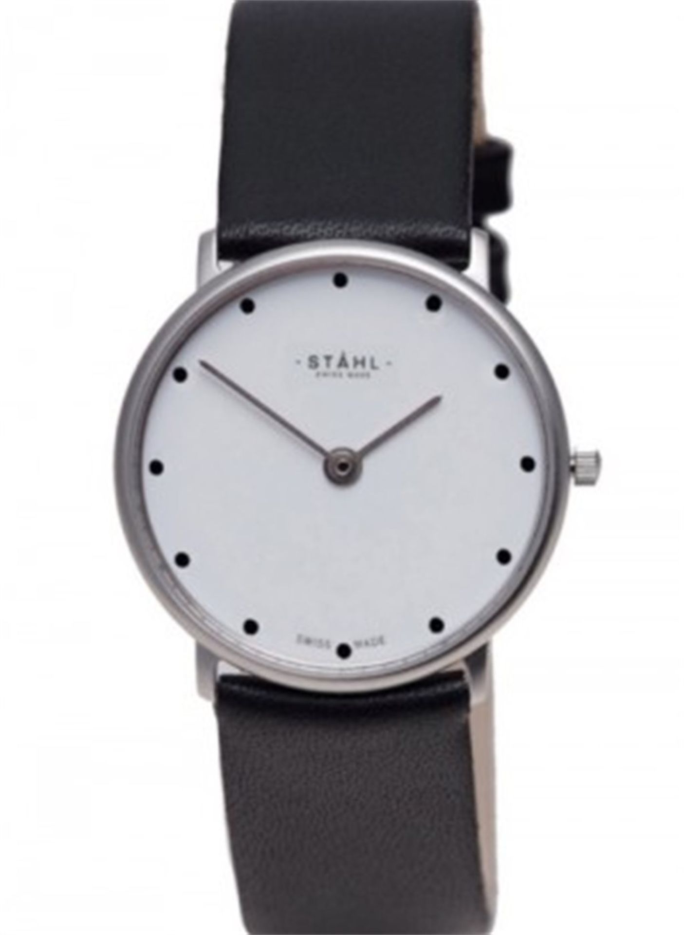 Stahl ST61316 Brushed Stainless Steel Watch with Small White 12 Dots - Image 3 of 3