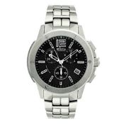 R&Co Men's Quartz Watch with Black Dial Chronograph Display and Silver Stainless Steel Bracelet RGB0