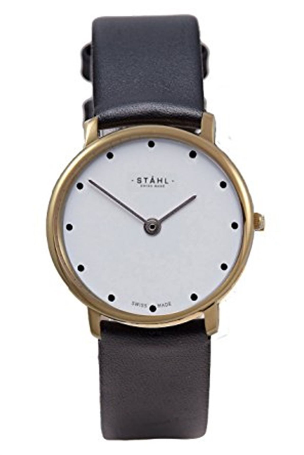 Stahl ST61301 Brushed Stainless Steel Watch with Small Silver 12 Dots - Image 2 of 3