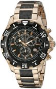 Invicta Specialty Men's Quartz Watch with Black Dial Chronograph Display and Stainless Steel Rose Go