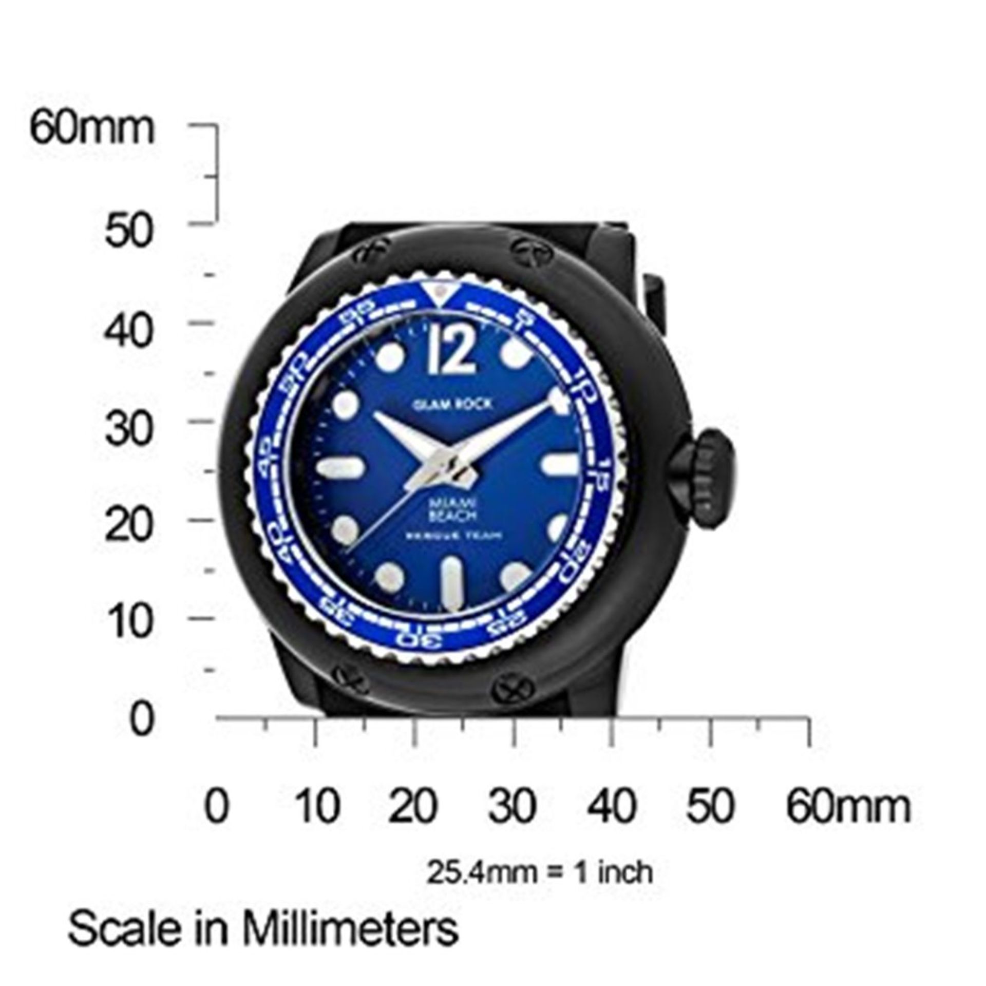 Glam Rock 0.96.2779 Unisex Quartz Watch with Black Dial Analogue Display and Black Silicone Strap MB - Image 7 of 7