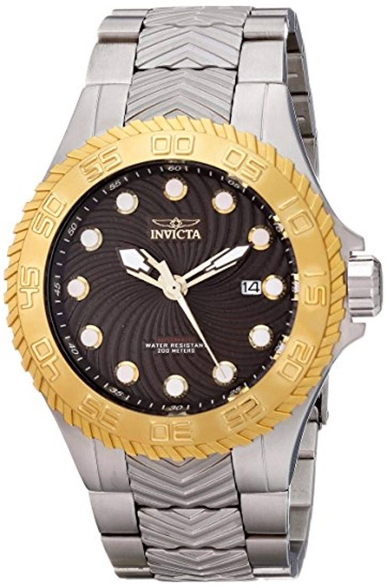 Invicta Men's Automatic Watch with Brown Dial Analogue Display and Silver Stainless Steel Bracelet