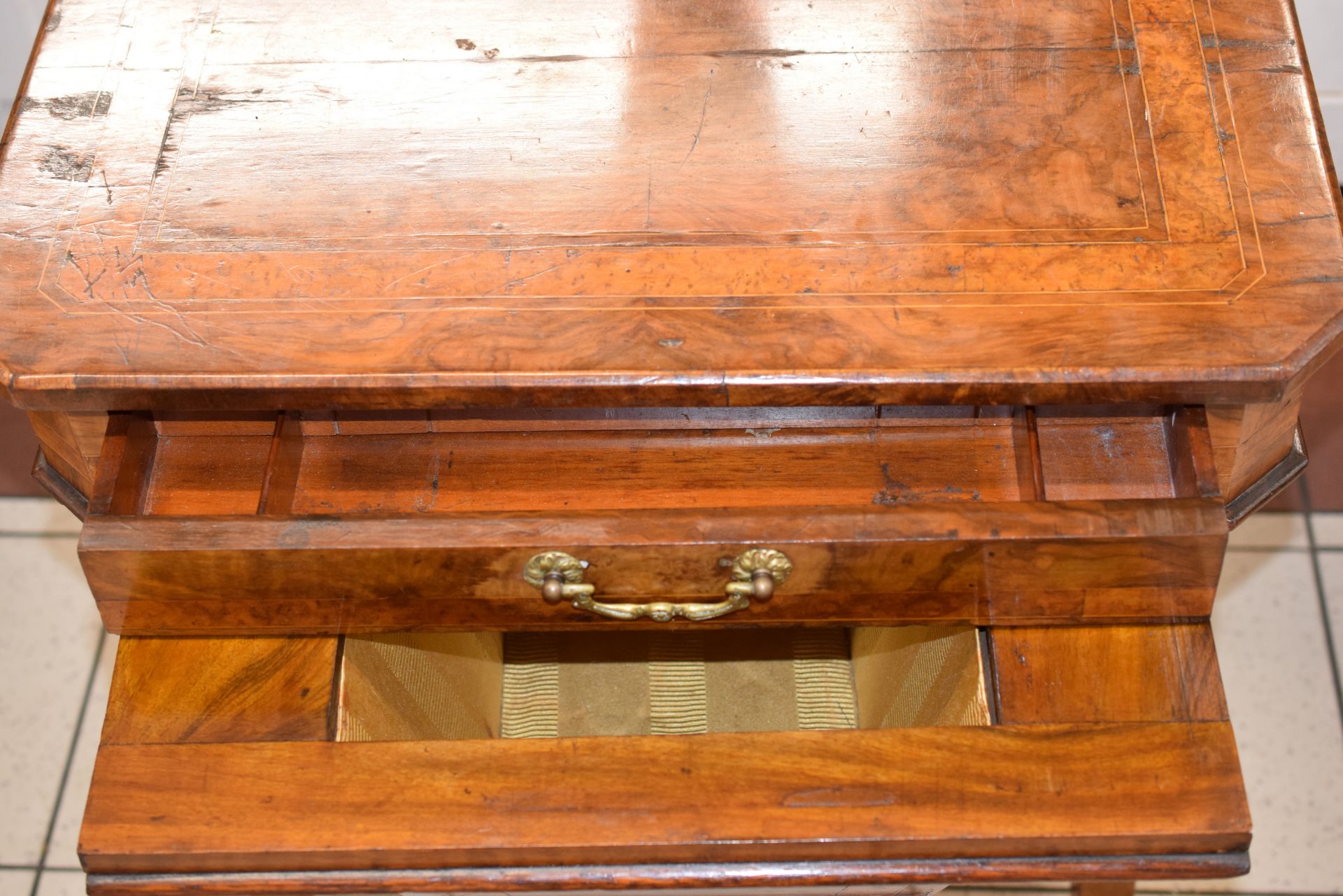 Biedermeier Walnut Sewing Table Circa Mid 1800s - Image 2 of 6