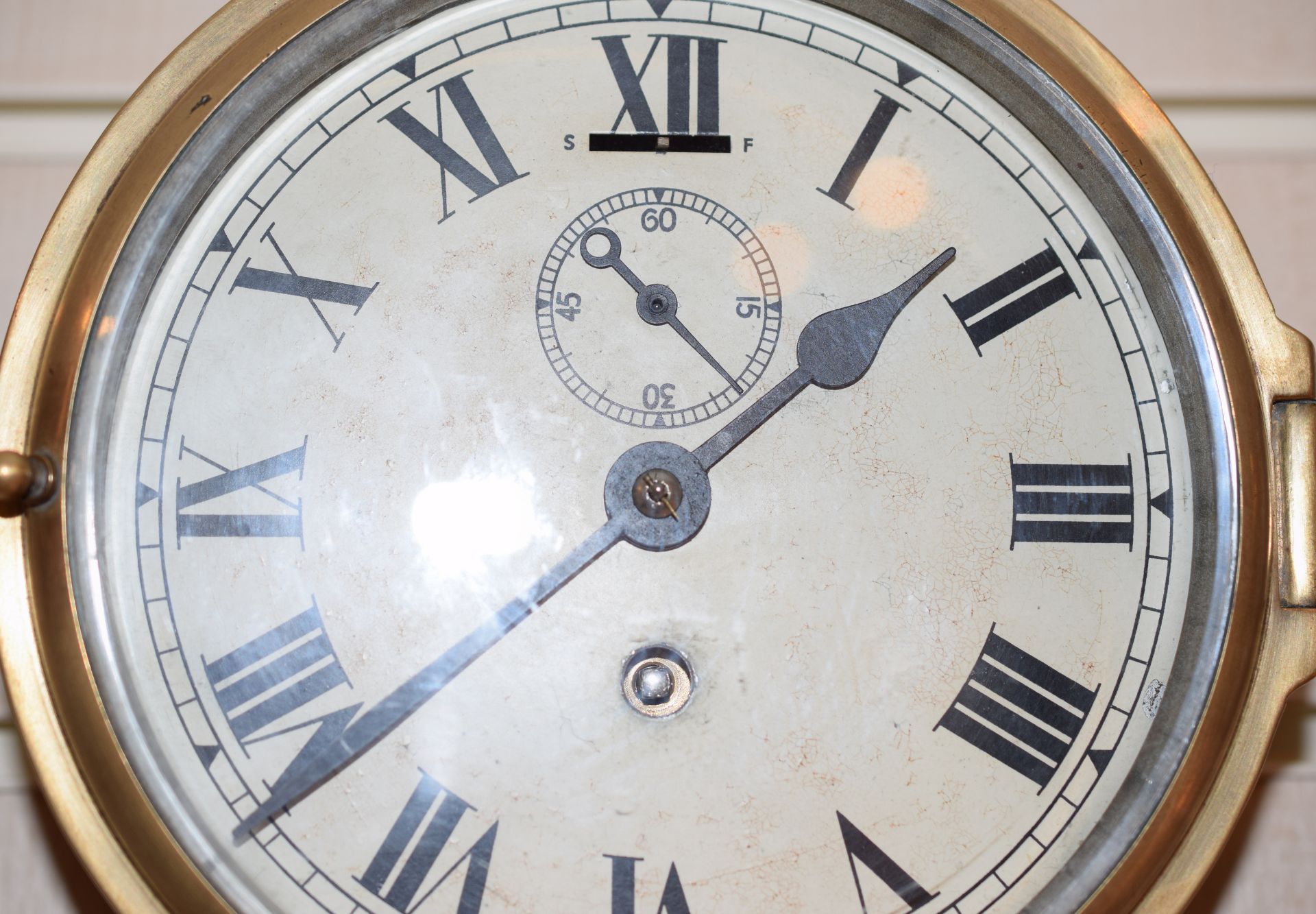 Original Brass Ship's Bulkhead Clock - Image 2 of 3