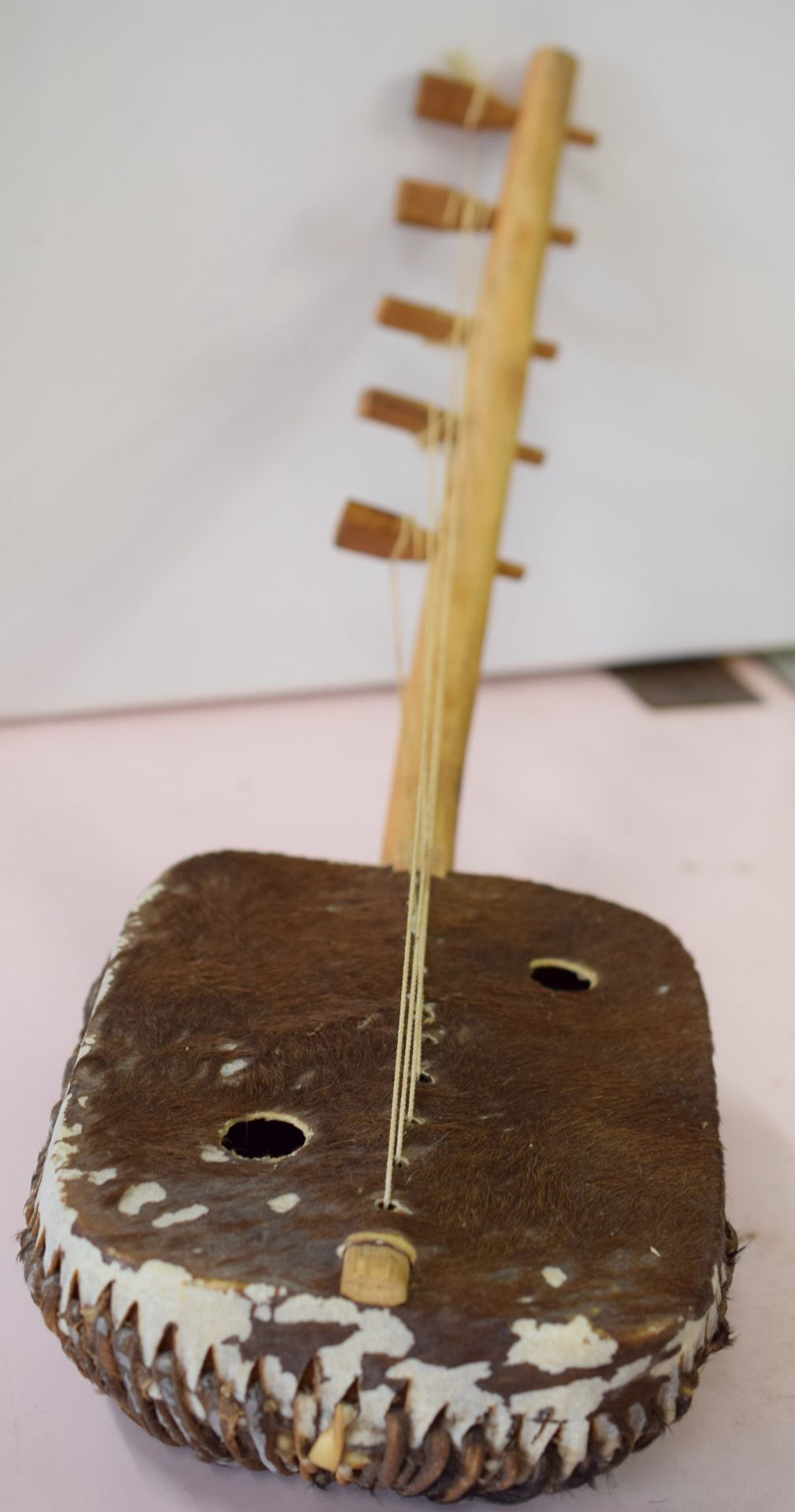 African Hand Carved Guitar Type Musical Instrument