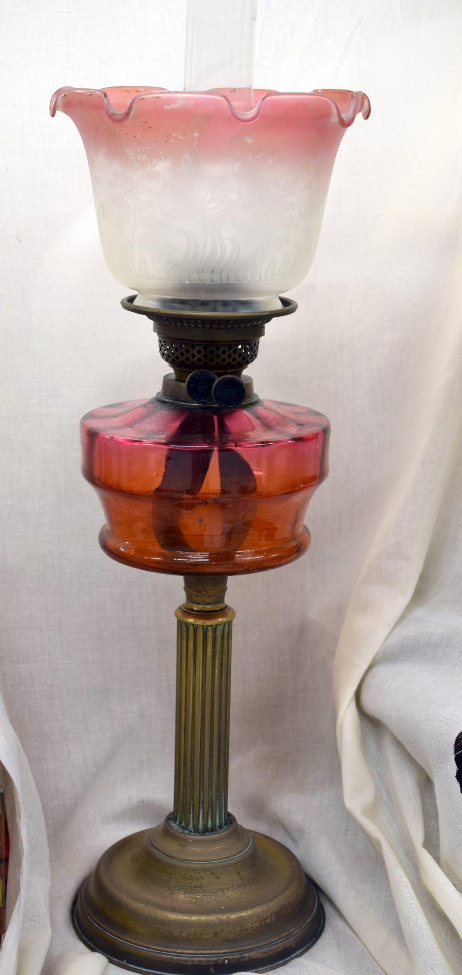 Victorian Cranberry Oil Lamp (Farm Find)