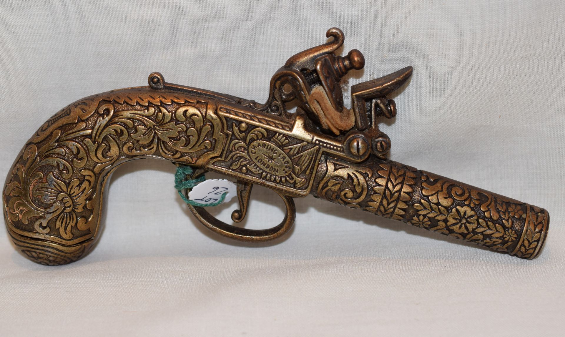 Highly Decorated Brass Style Flintlock Pistol Replica