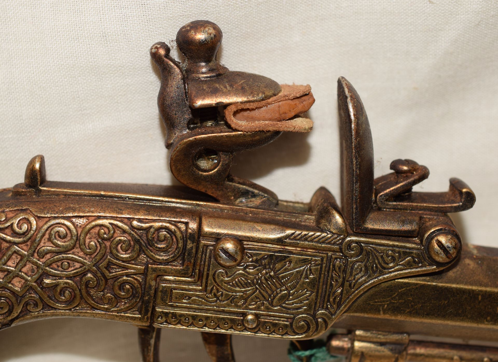 Brass Style Flintlock Pistol With Insert Cartouches Replica - Image 2 of 2