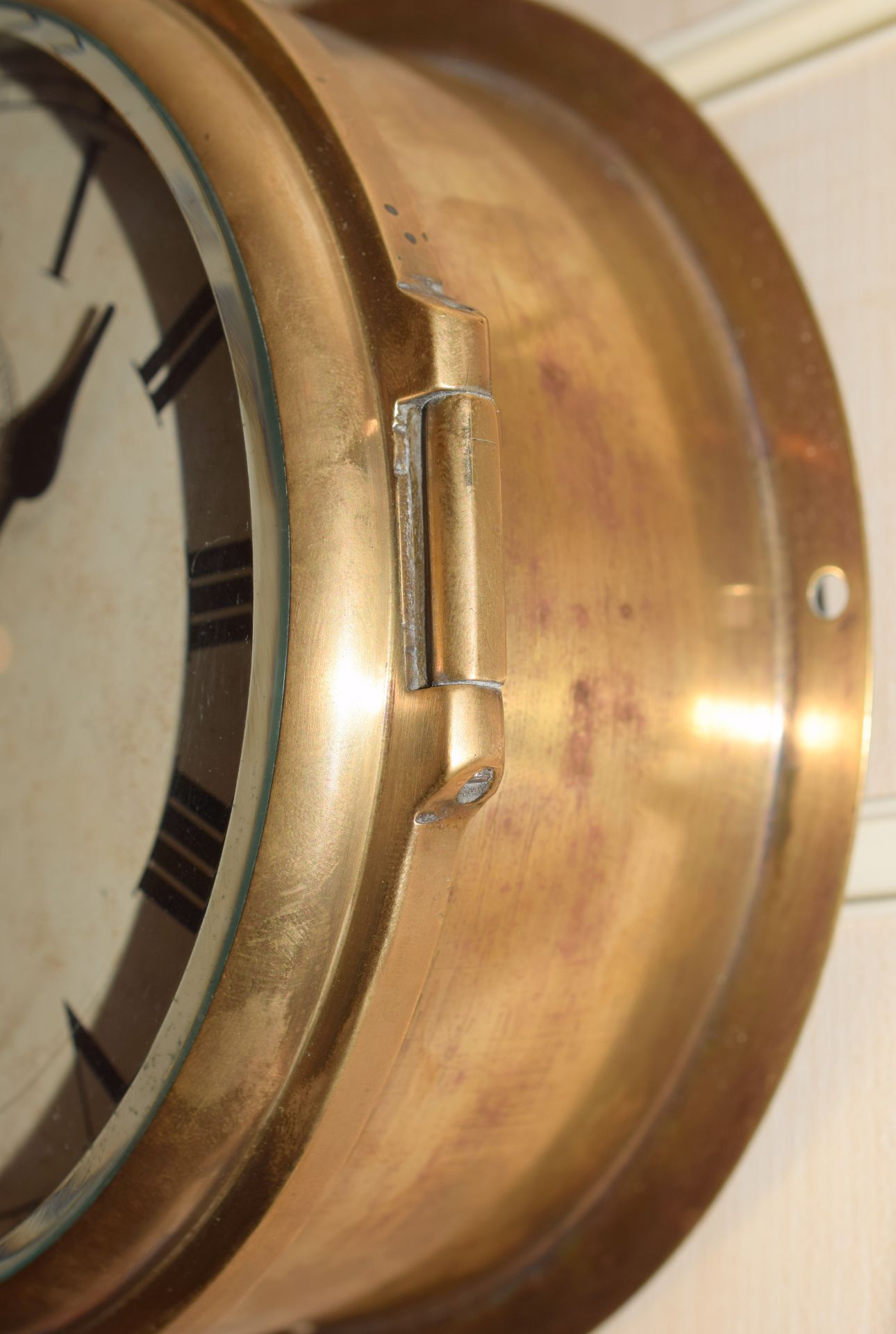 Original Brass Ship's Bulkhead Clock - Image 3 of 3