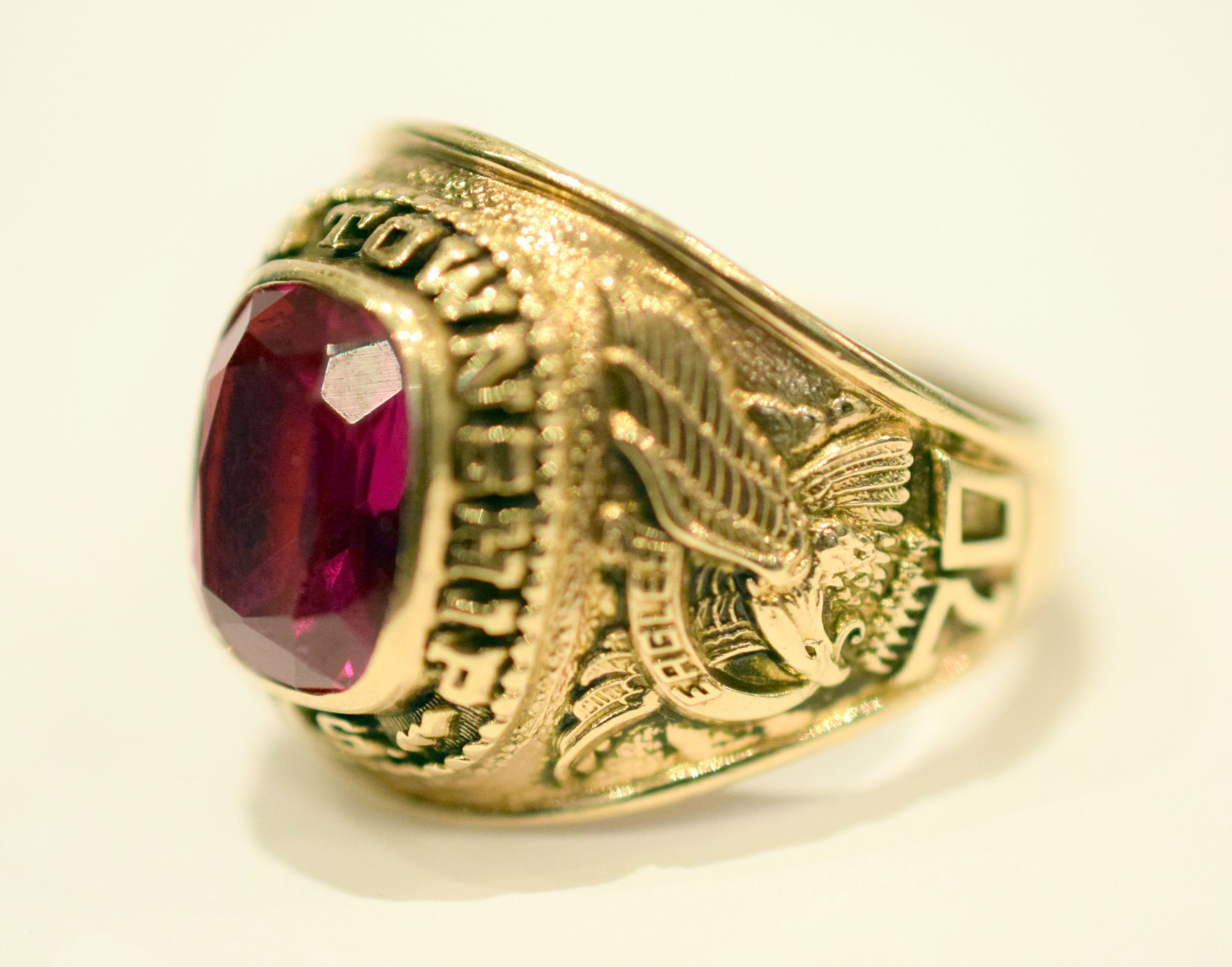 10ct Gold America Sorority Ring With Garnet