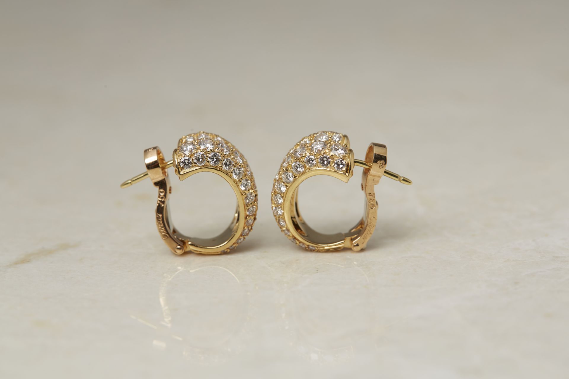 Cartier 18k Yellow Gold Diamond Double Hoop Earrings - Image 16 of 22
