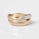 Cartier 18k Yellow, White & Rose Gold Trinity Ring